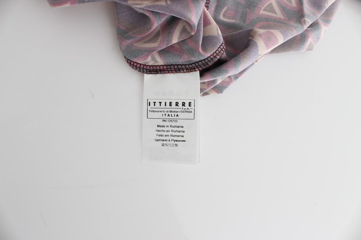 Multicolor Longsleeved Turtleneck Viscose Dress