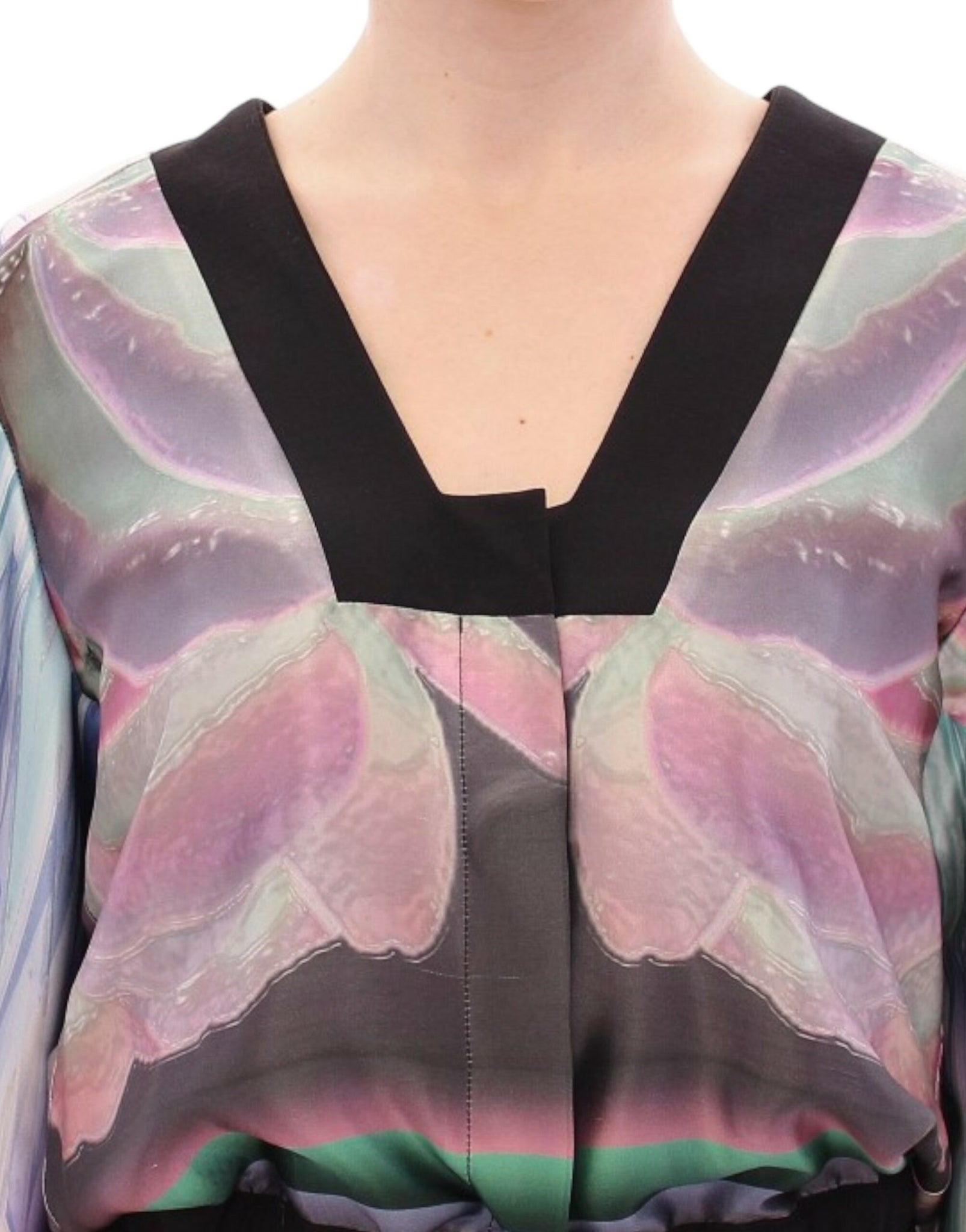 Multicolor silk blouse jacket