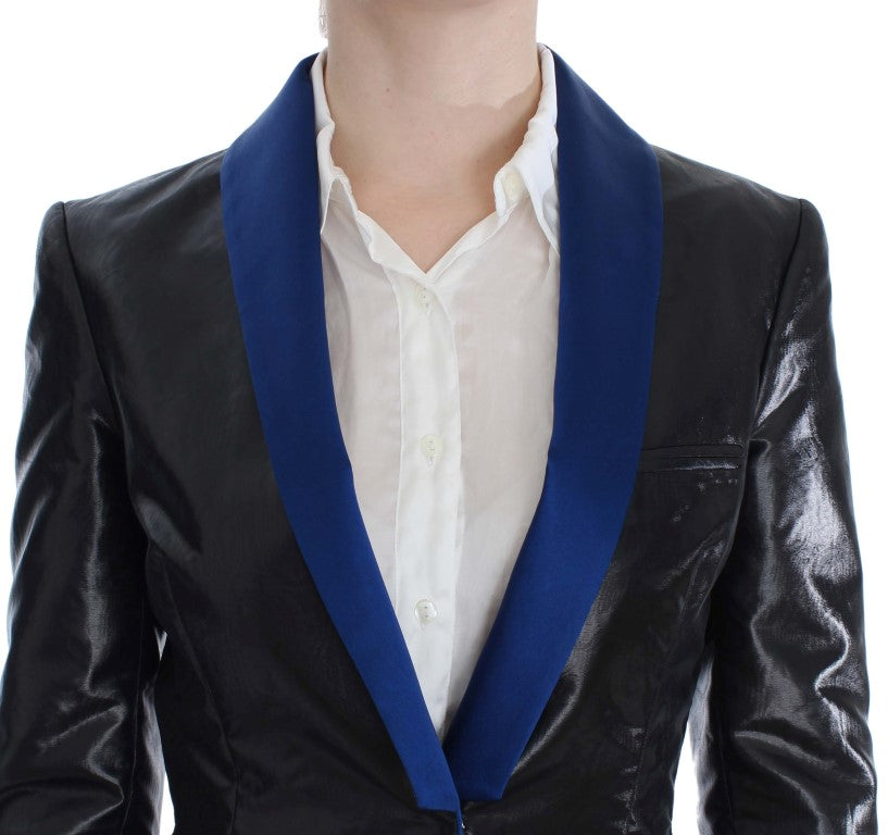 Black Blue Two Piece Suit Skirt & Blazer