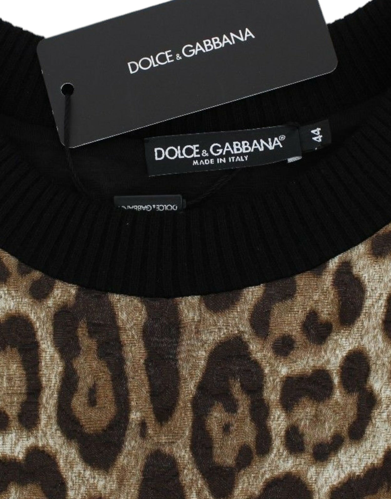 Leopard Print Crewneck Short Sweater