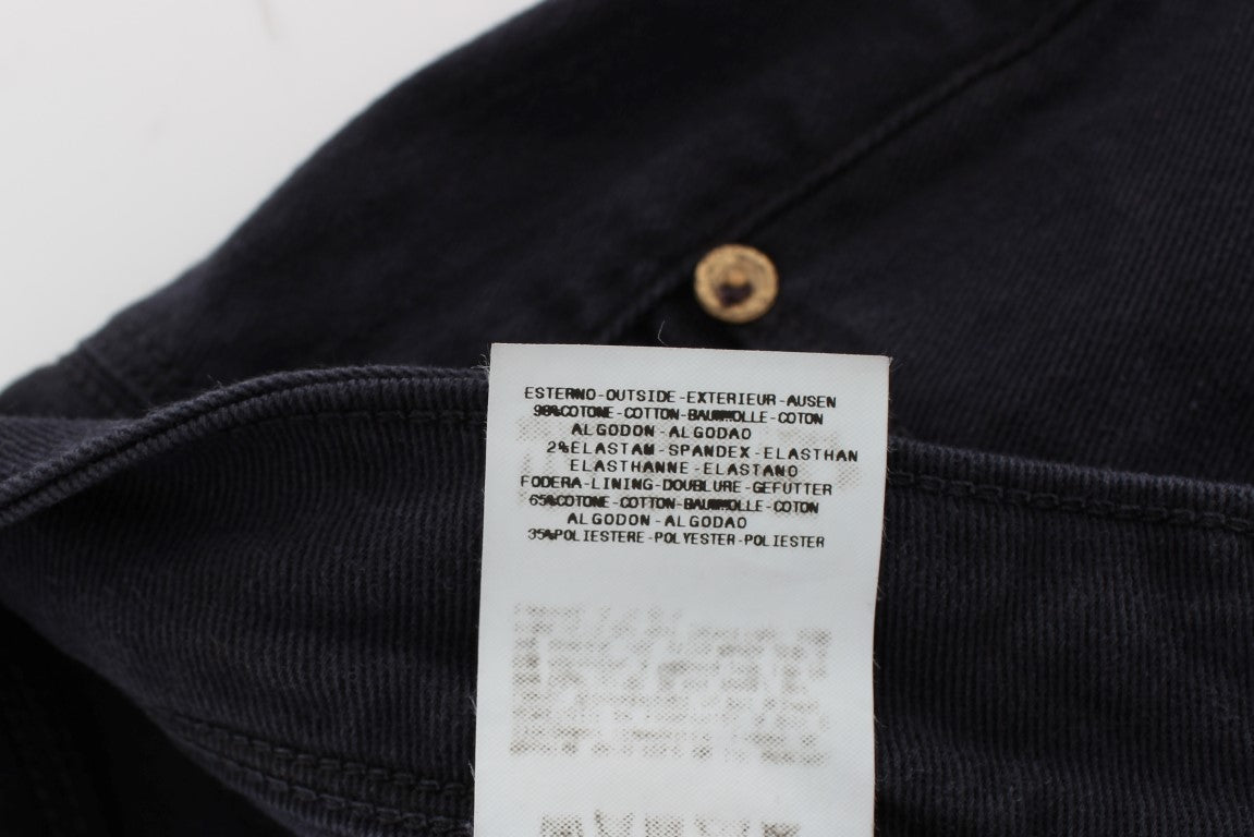 Blue Cotton Blend Casual Fit Pants