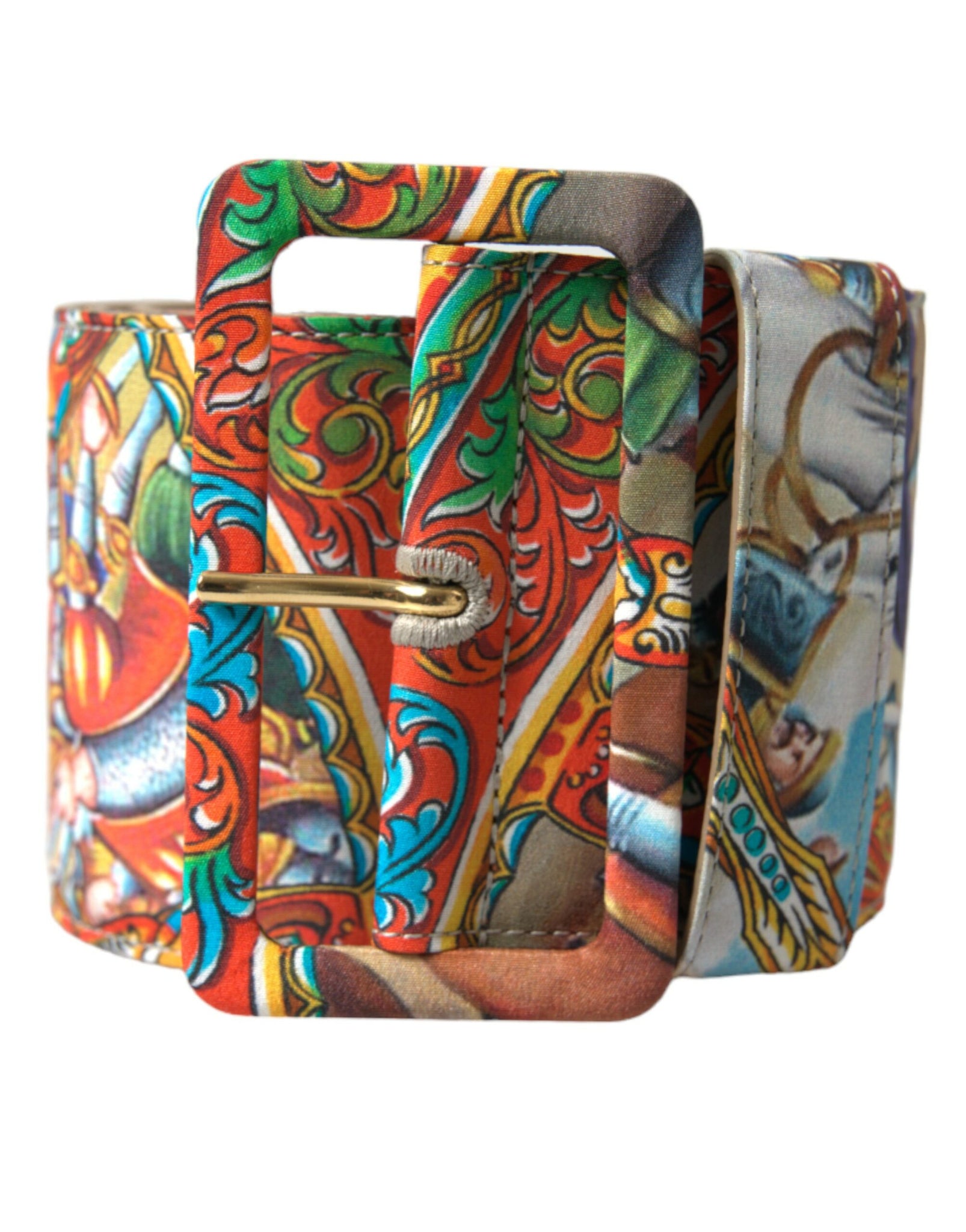 Dolce & Gabbana Multicolor Carretto Fabric Wide Waist Belt