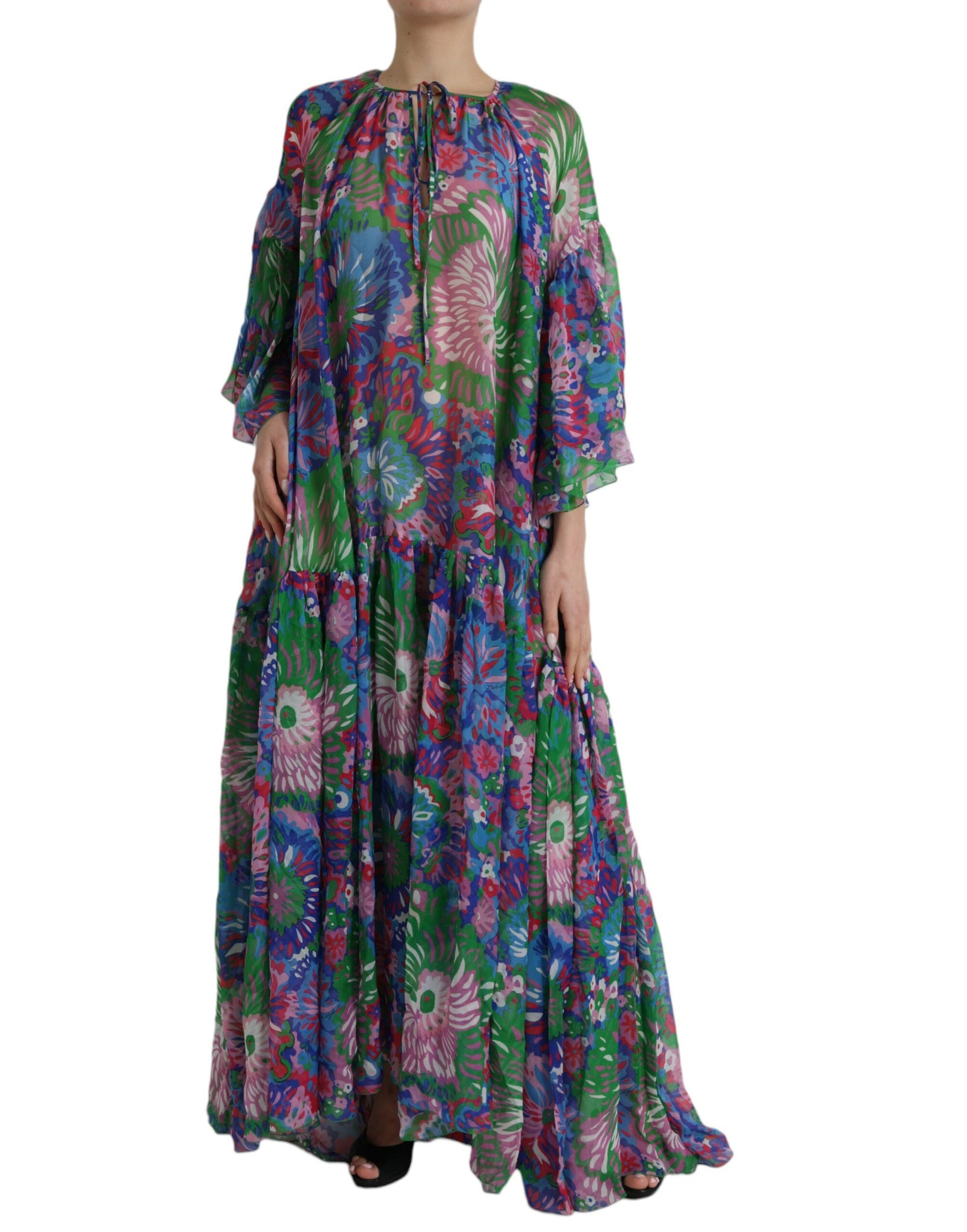 Dolce & Gabbana Multicolor Floral Silk Kaftan Maxi Dress (Copy)
