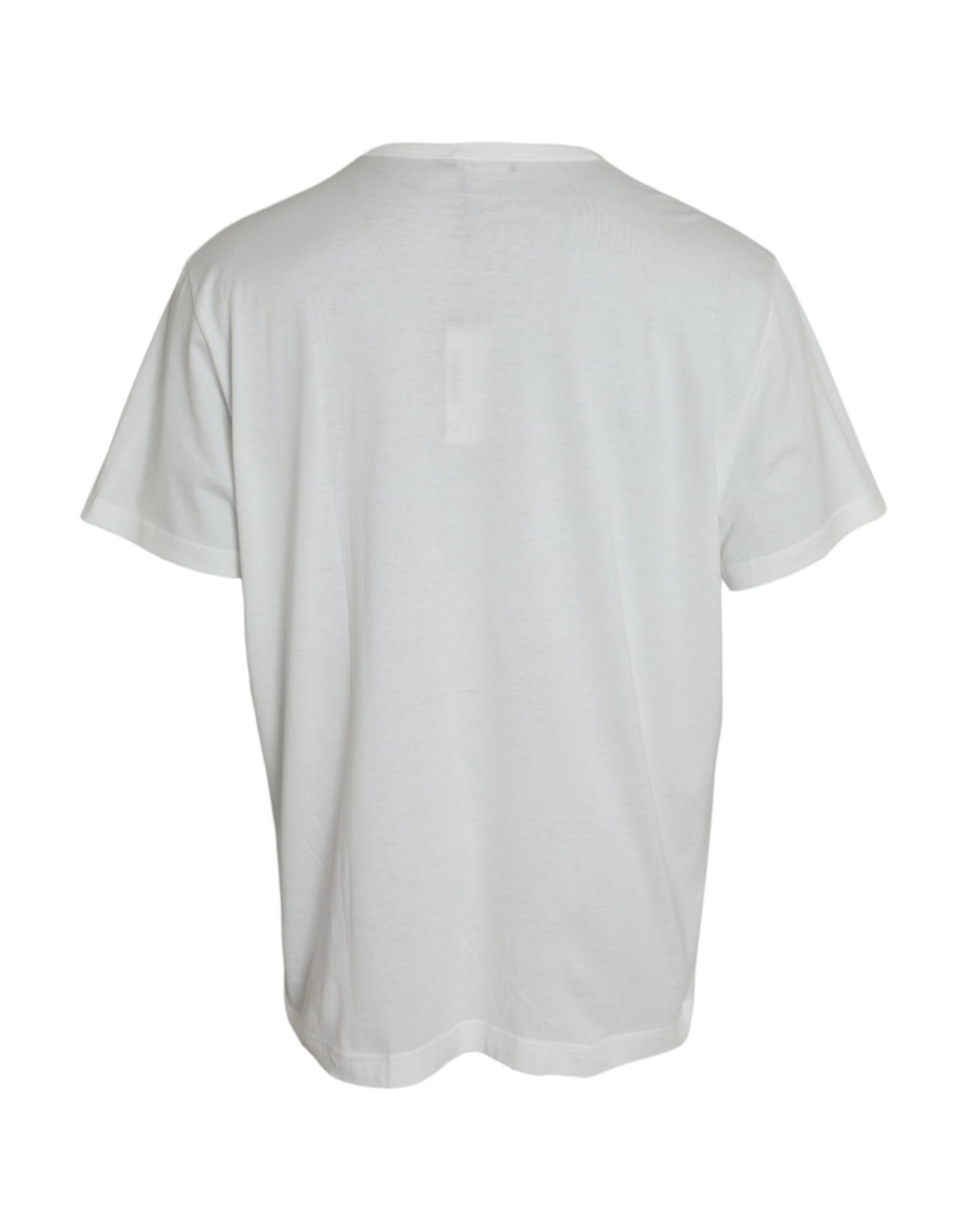 Dolce & Gabbana White Logo Embossed Cotton Crewneck T-shirt