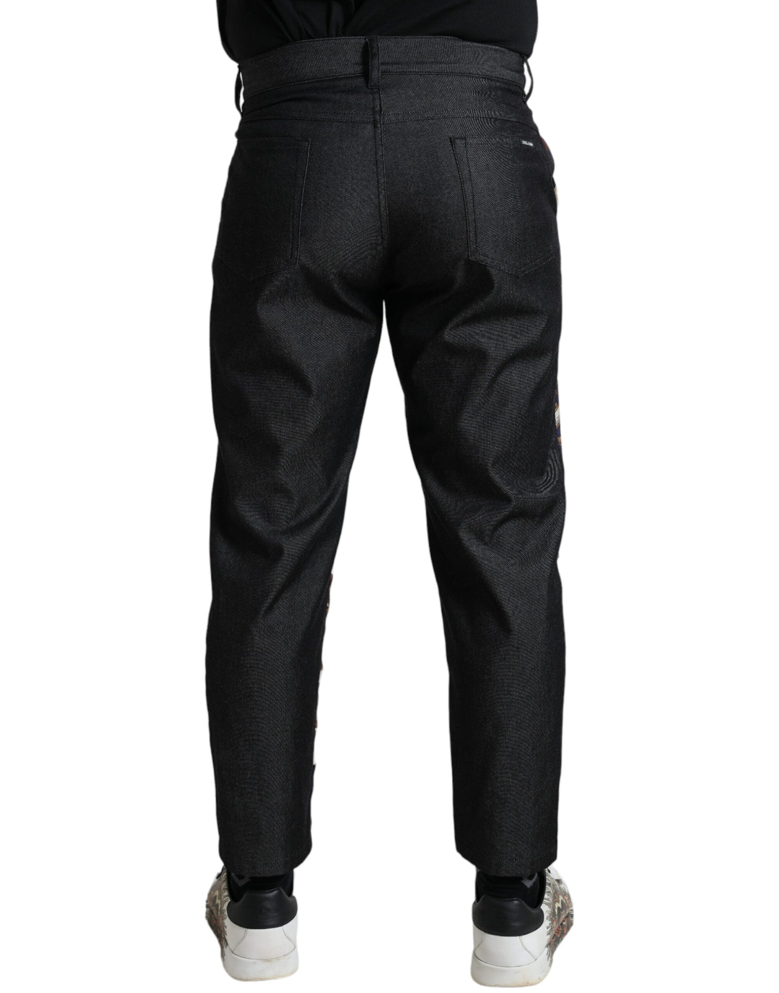 Dolce & Gabbana Multicolor Heraldic Skinny Men Pants