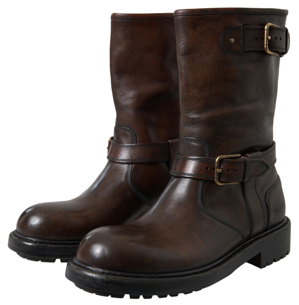 Dolce & Gabbana Brown Leather Midcalf Mens Boots
