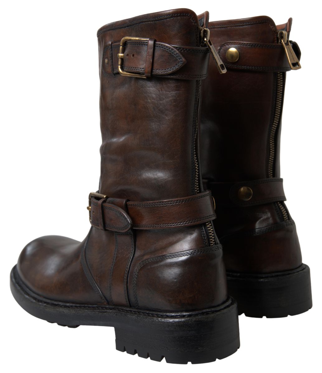 Dolce & Gabbana Brown Leather Midcalf Mens Boots
