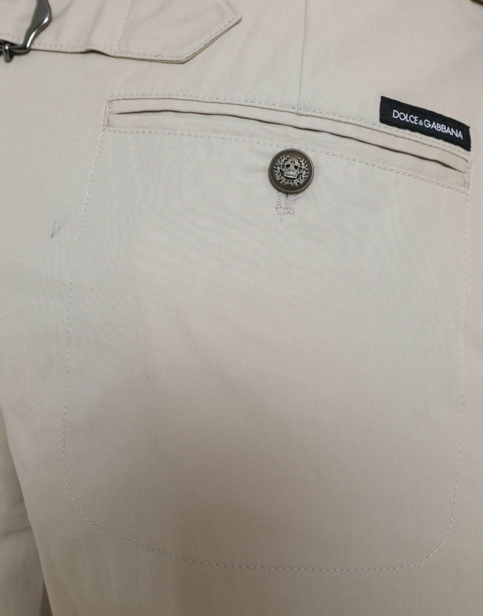 Dolce & Gabbana Beige Cotton High Waist Tapered Pants