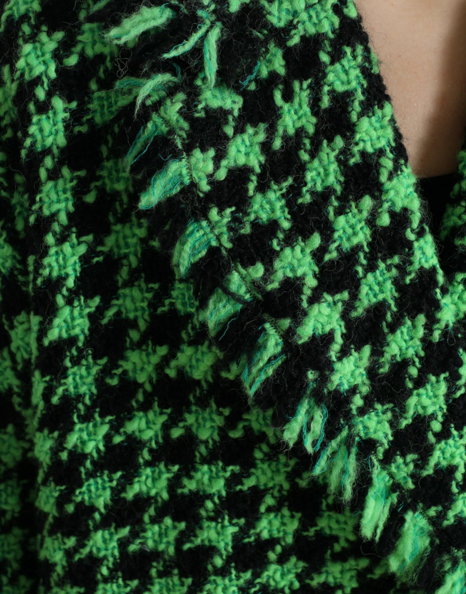 Dolce & Gabbana Green Houndstooth Full Sleeve Long Coat Jacket