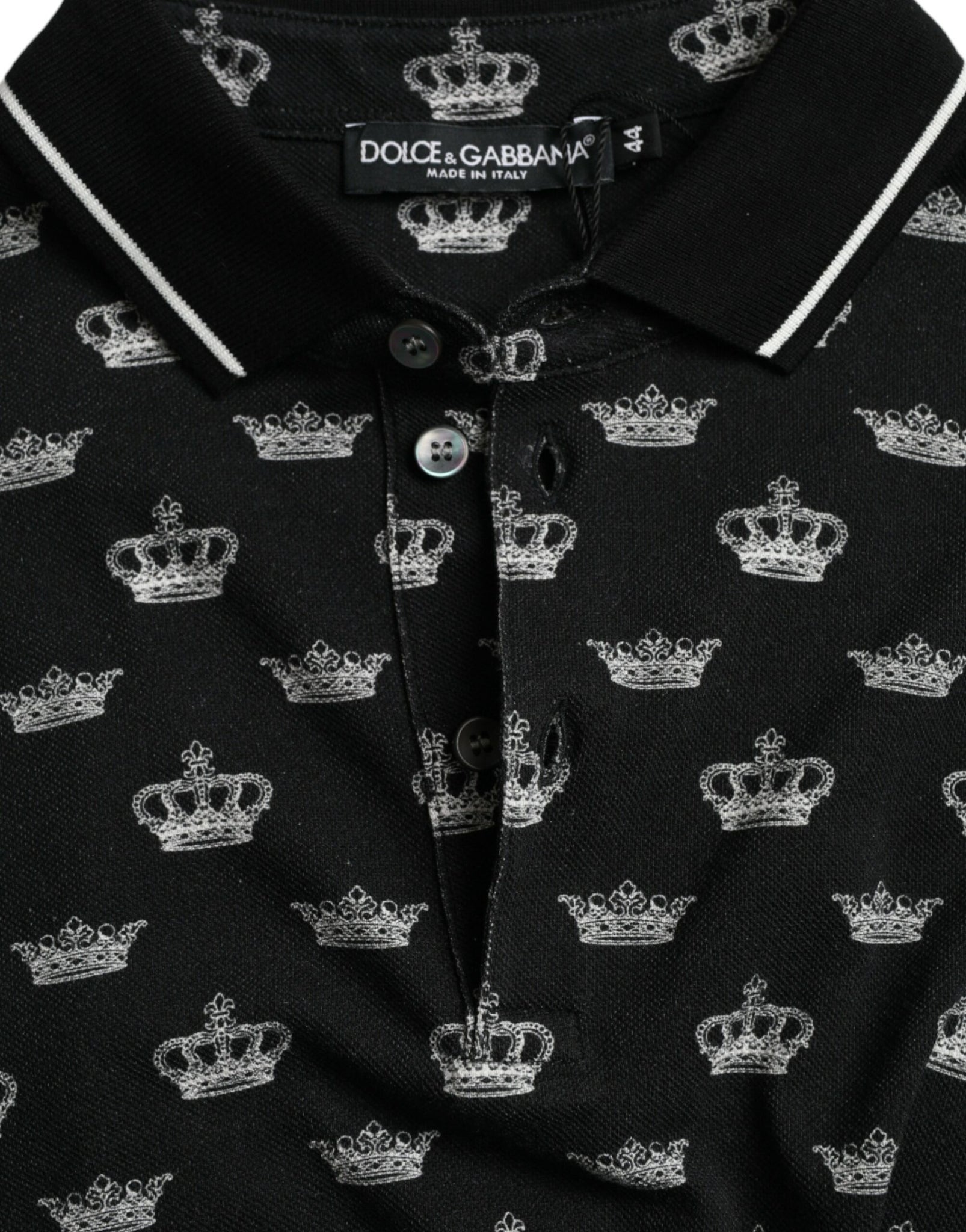 Dolce & Gabbana Black Crown Collared Short Sleeve T-shirt