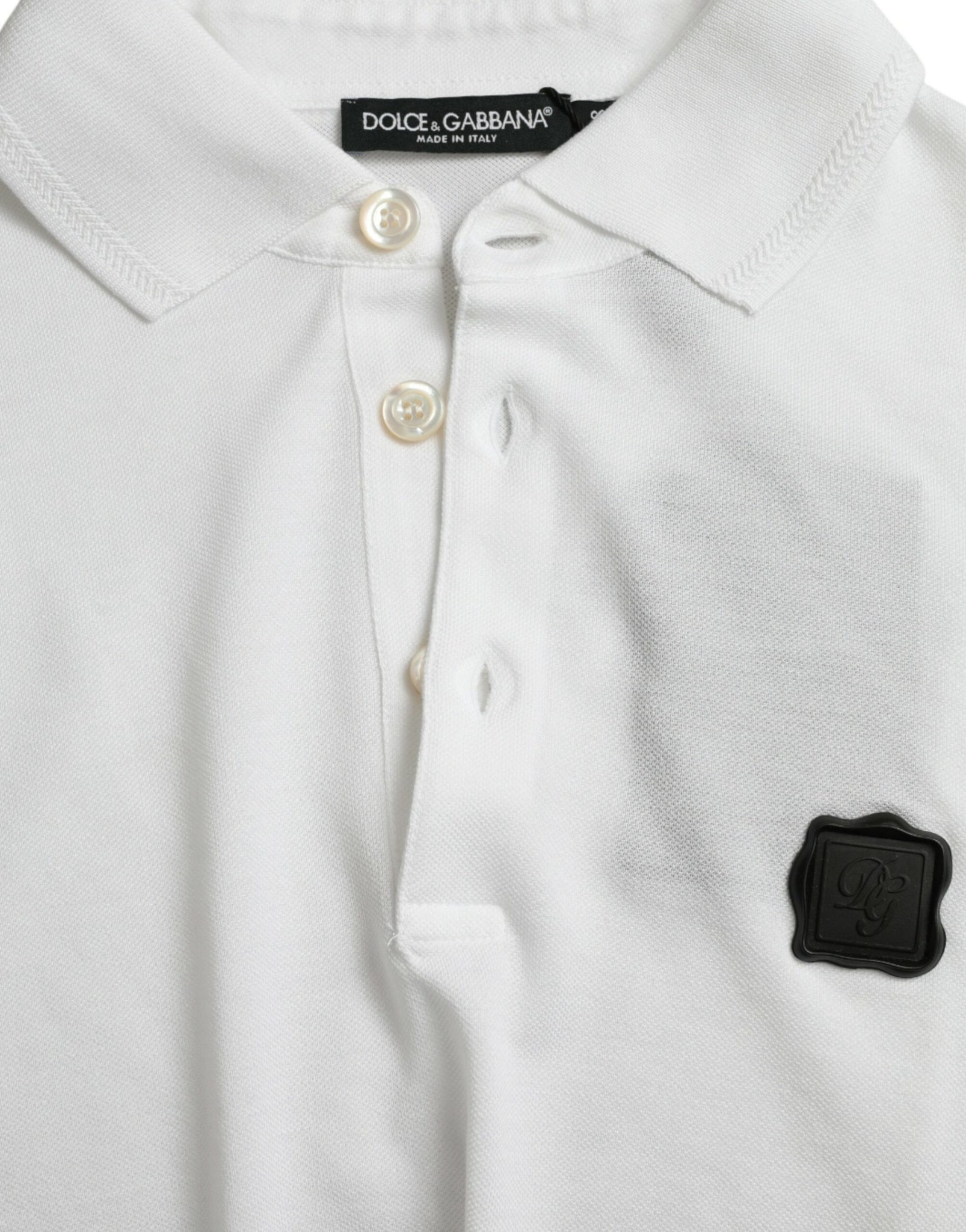 Dolce & Gabbana White Logo Collared Short Sleeve T-shirt