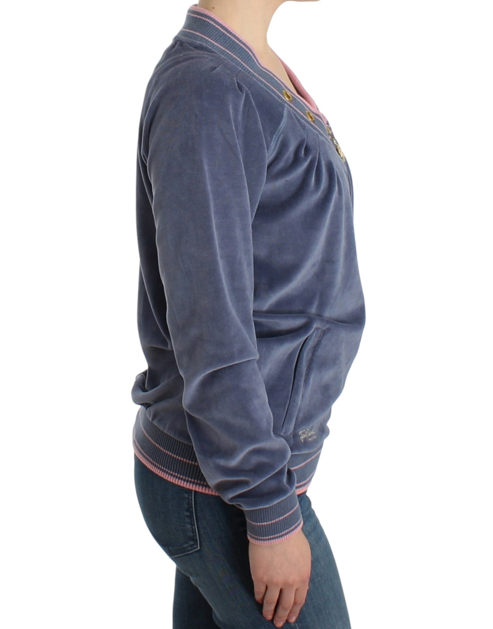 Blue velvet zipup sweater