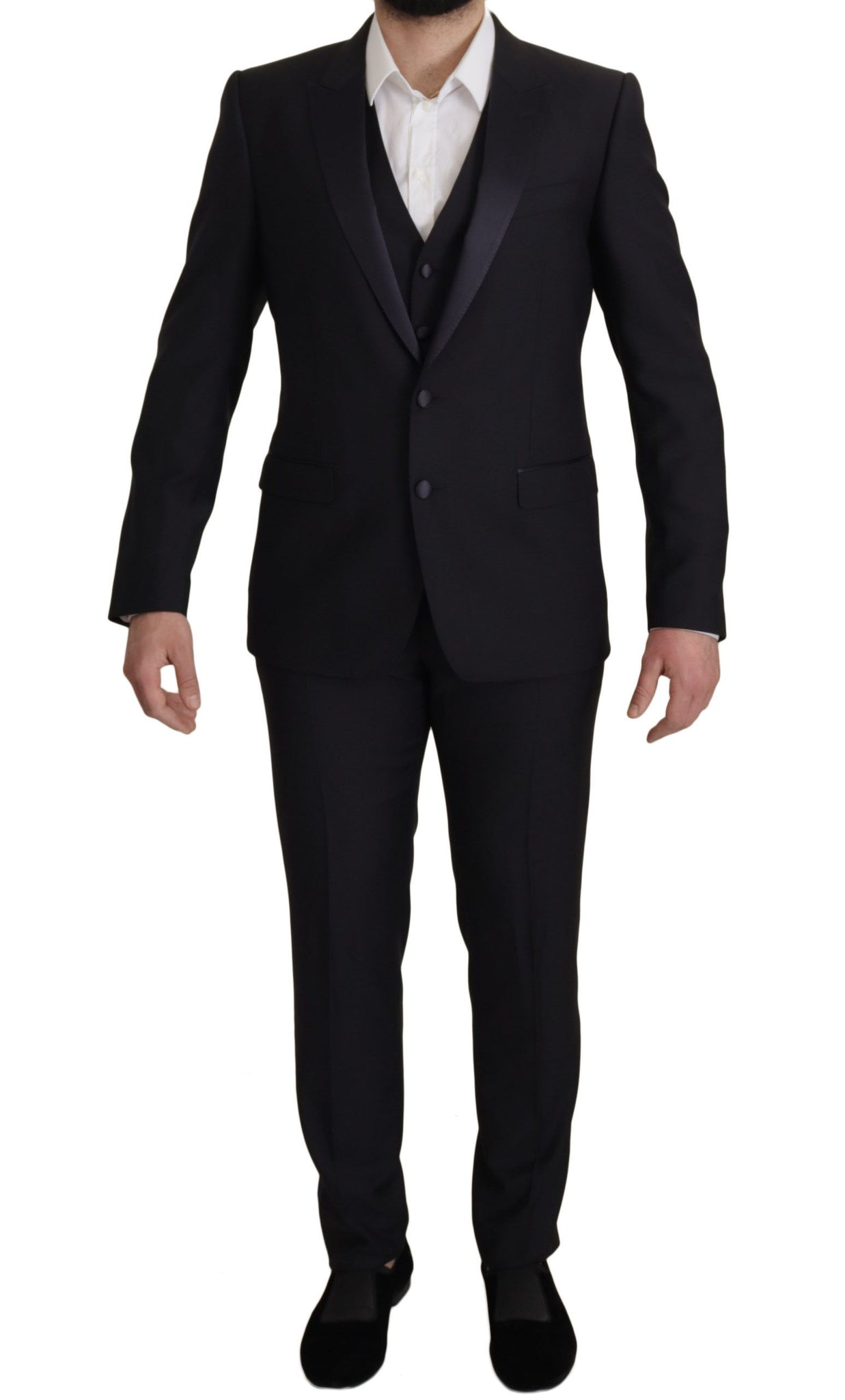 Black Virgin Wool Formal 3 Piece Suit