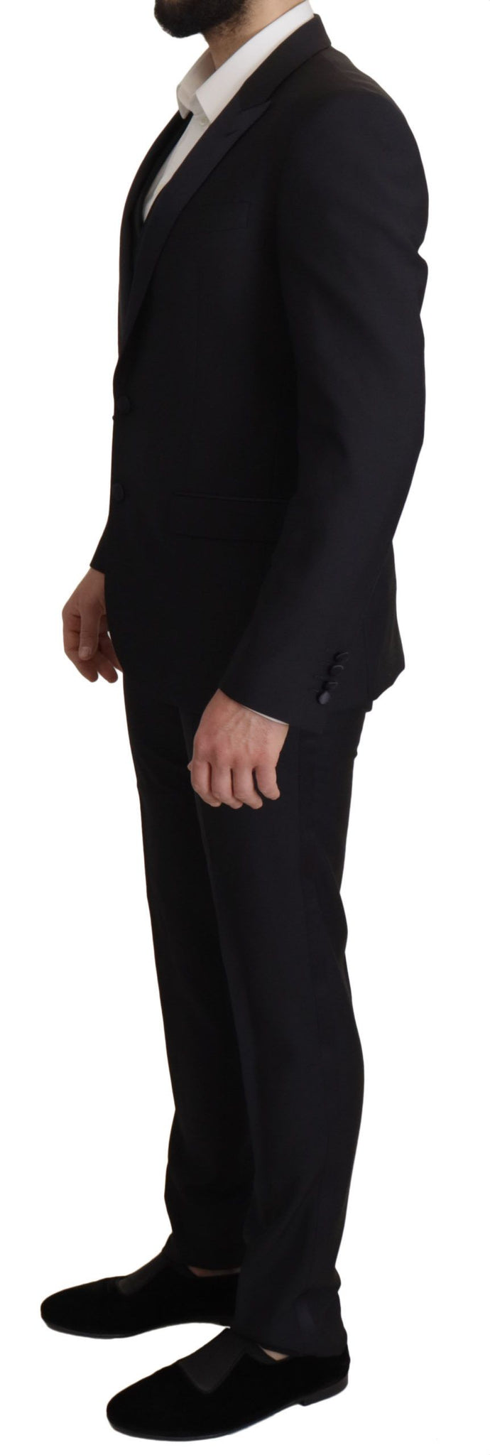 Black Virgin Wool Formal 3 Piece Suit
