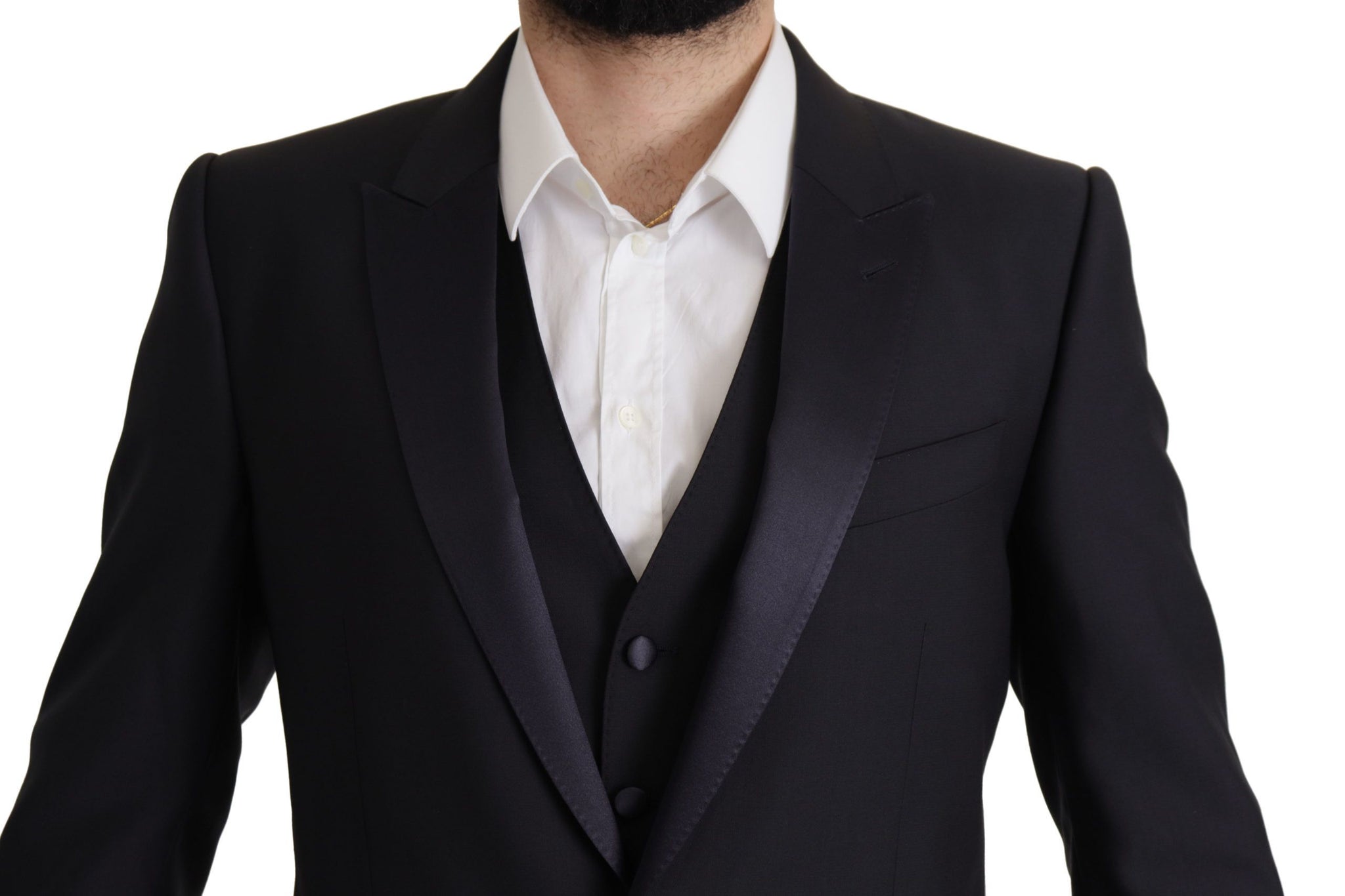 Black Virgin Wool Formal 3 Piece Suit