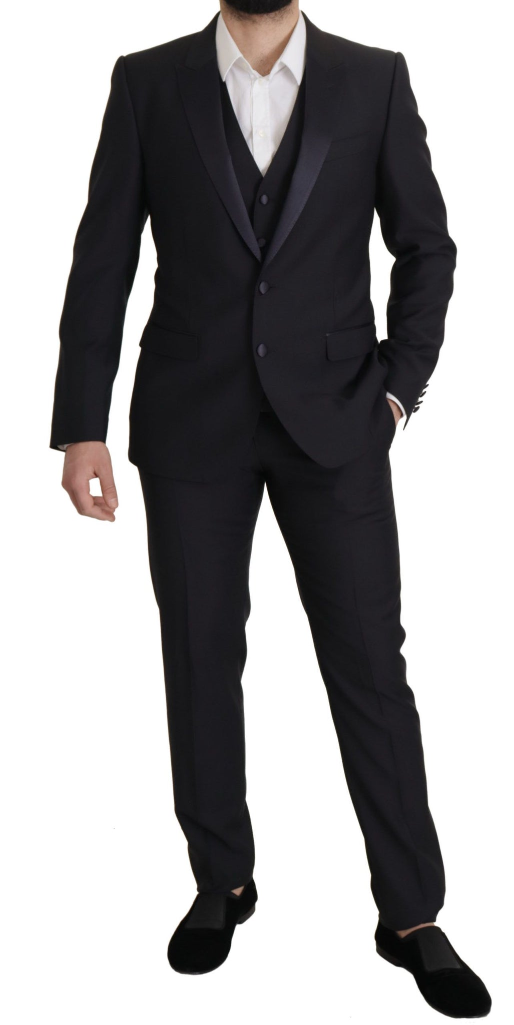 Black Virgin Wool Formal 3 Piece Suit