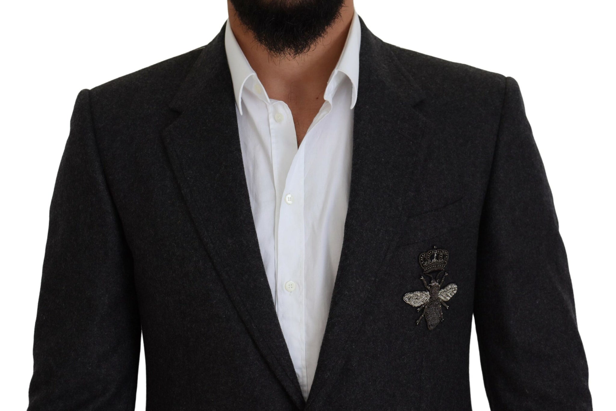 Gray Wool Crown Bee Formal Blazer
