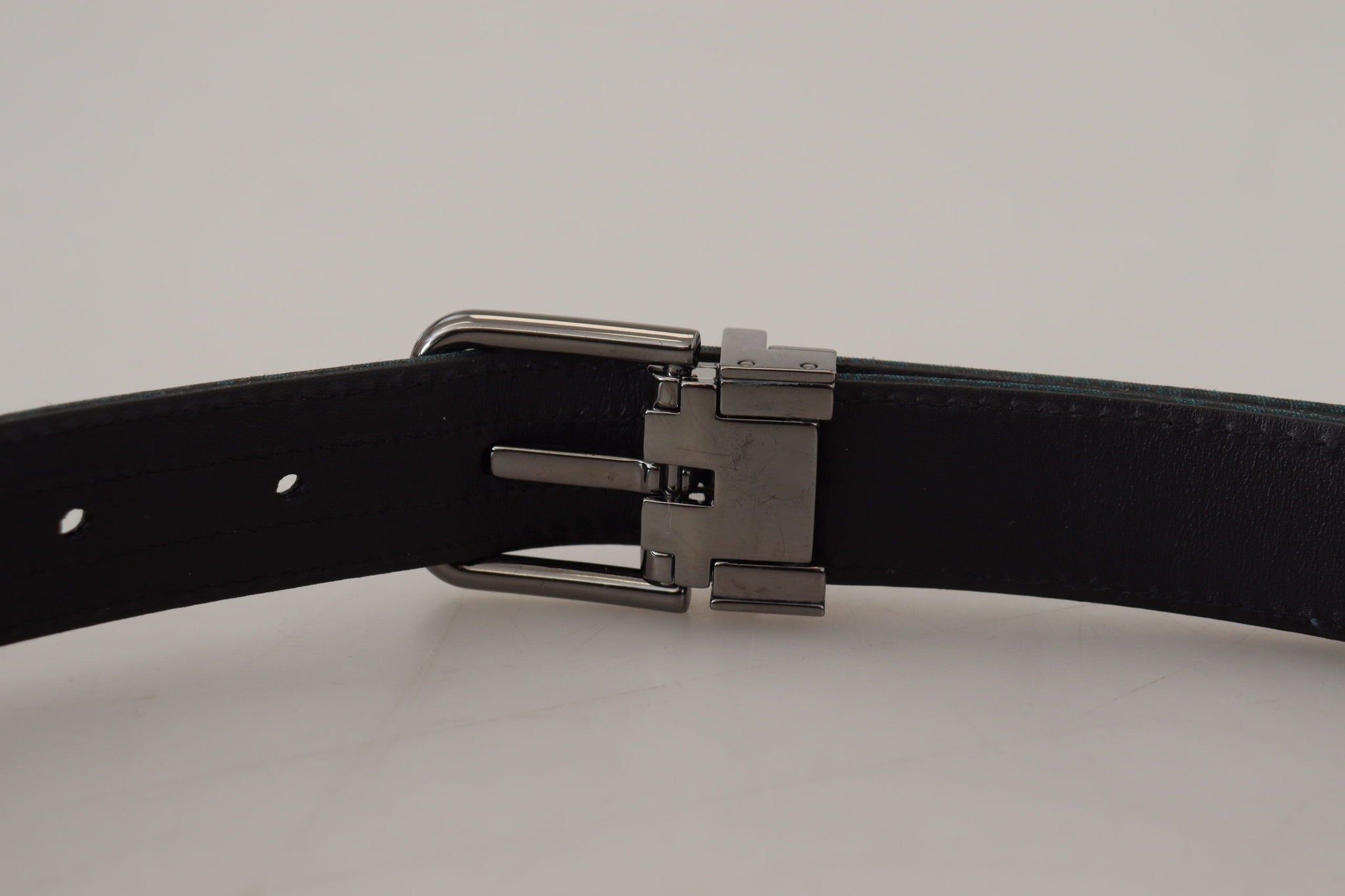 Blue Jacquard Moire Silver Metal Buckle Men