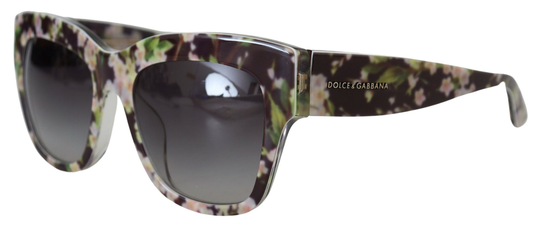 Dolce & Gabbana Black DG4231F Floral Acetate Rectangle Shades Sunglasses