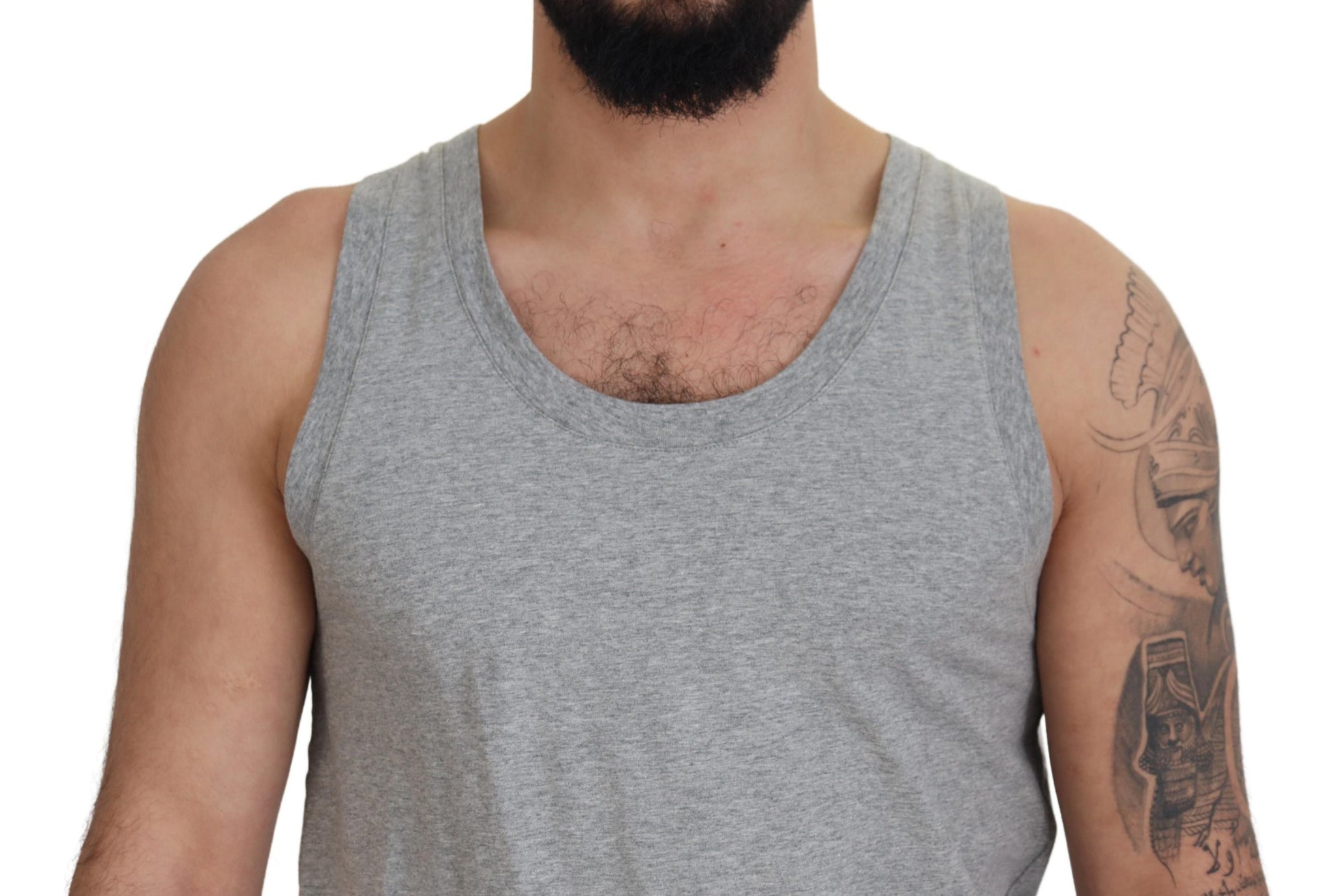 Gray Sleeveless Logo Print Underwear T-shirt