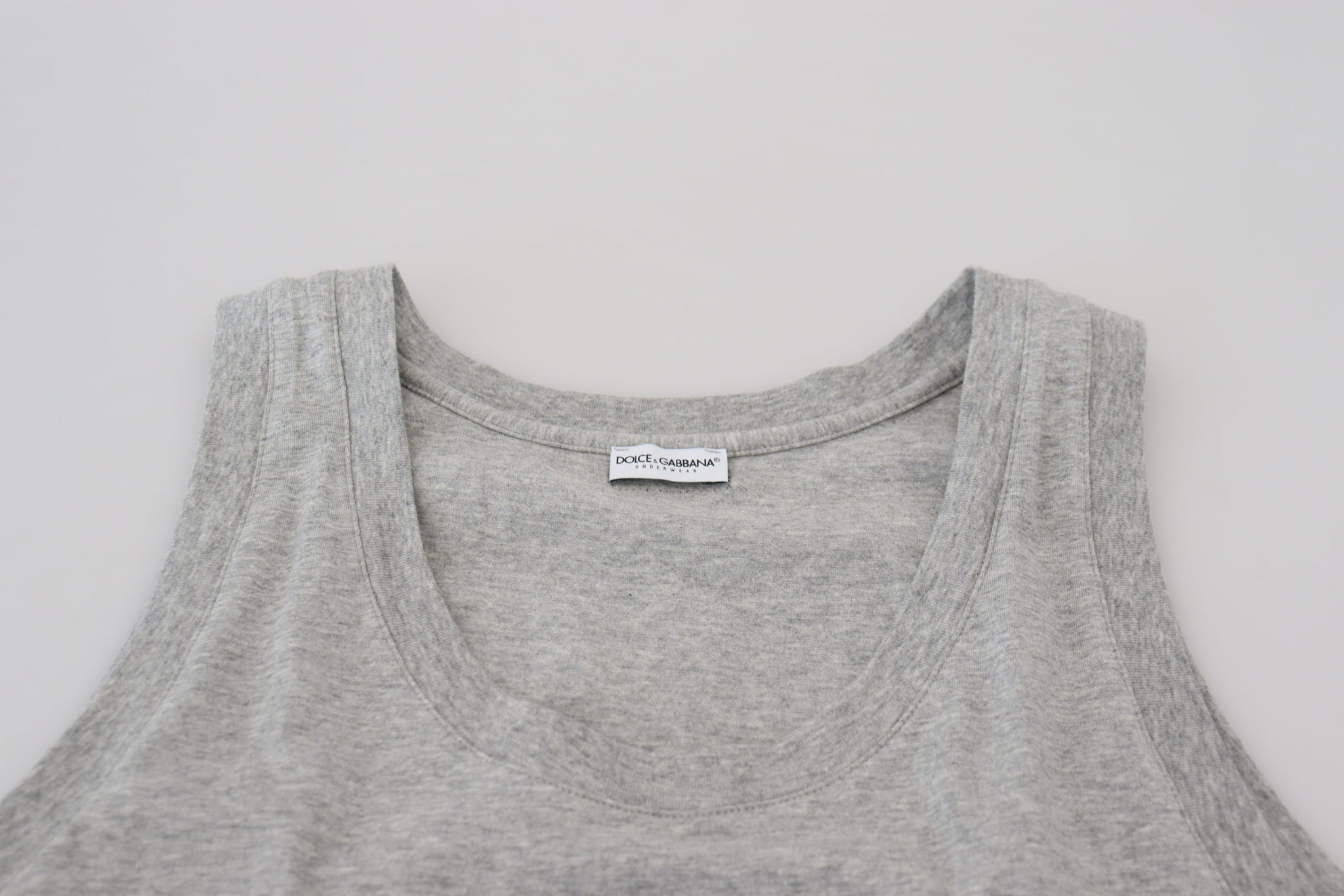 Gray Sleeveless Logo Print Underwear T-shirt