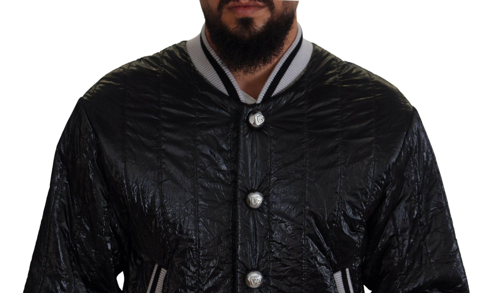 Dolce & Gabbana Black DG Logo Print Lining Bomber Jacket