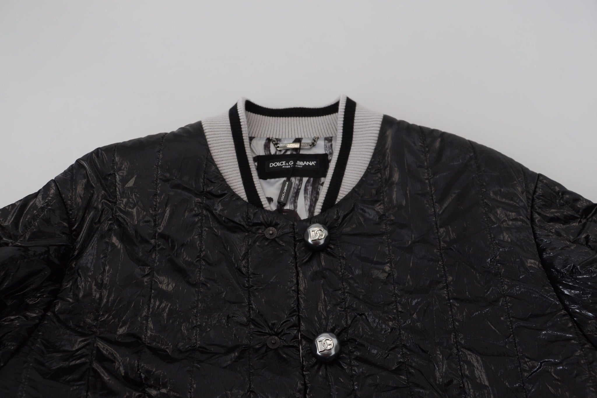 Dolce & Gabbana Black DG Logo Print Lining Bomber Jacket