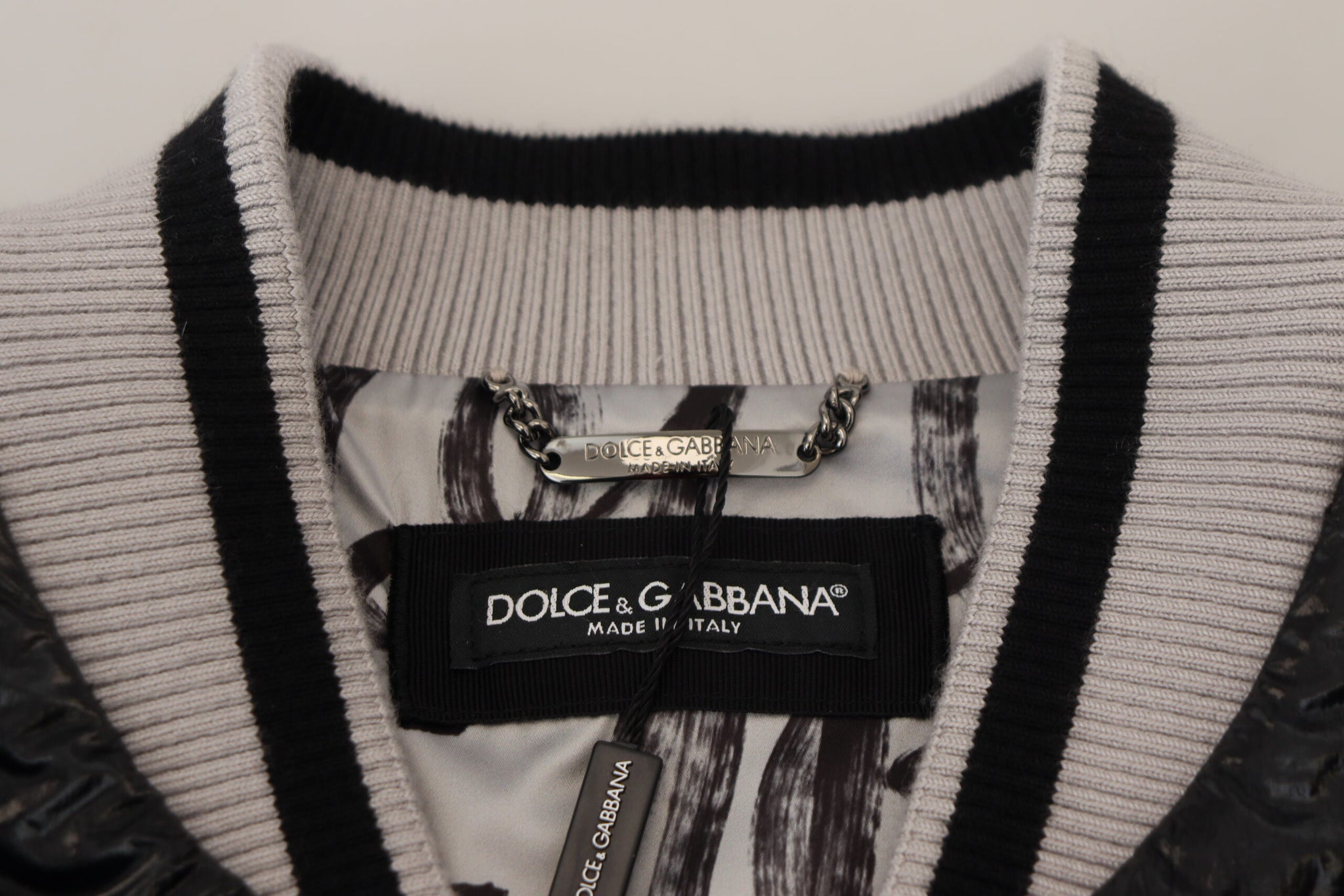 Dolce & Gabbana Black DG Logo Print Lining Bomber Jacket