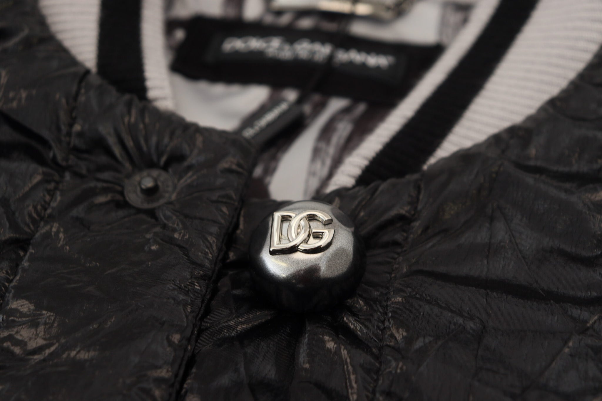 Dolce & Gabbana Black DG Logo Print Lining Bomber Jacket