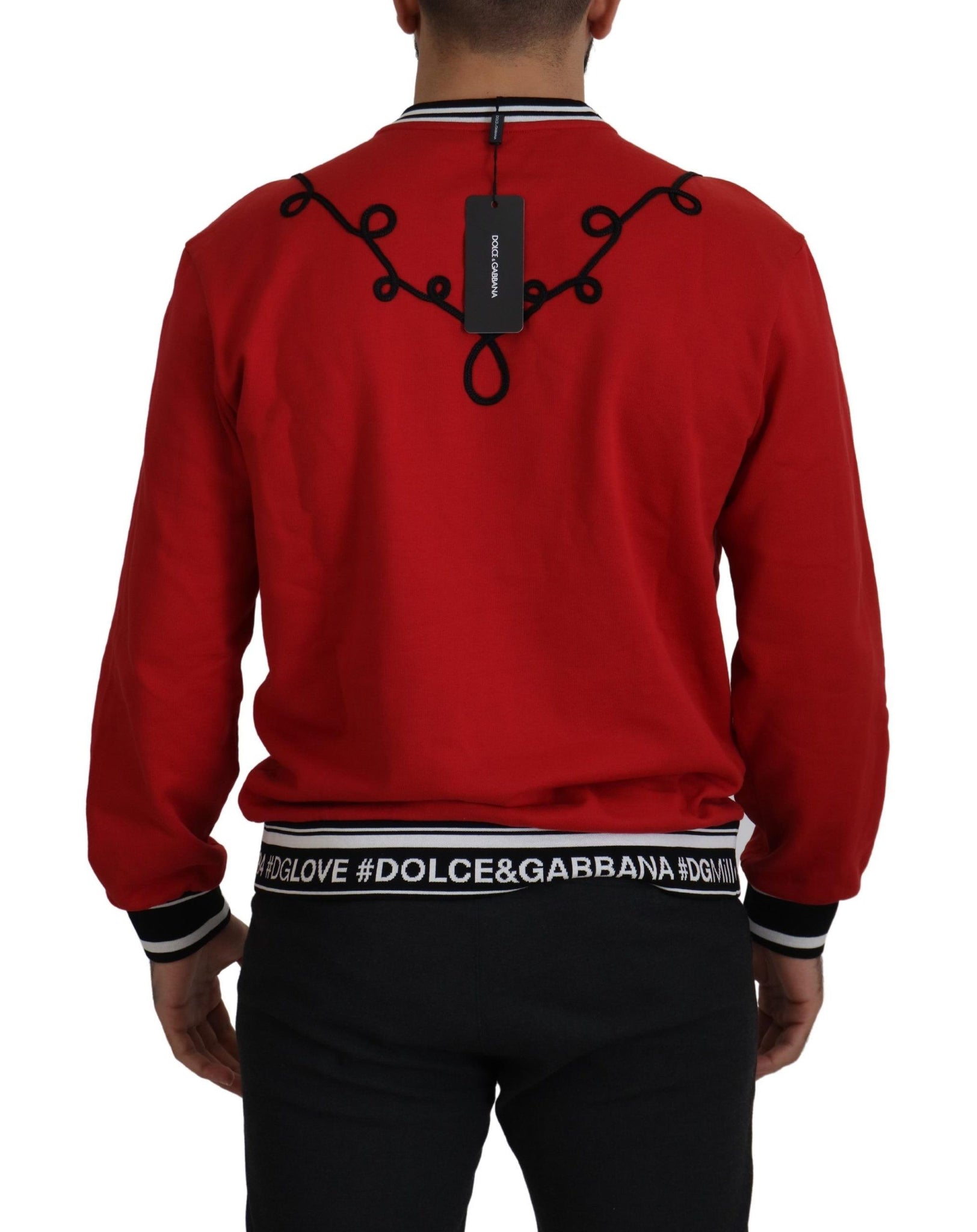 Red Sequined Love Cotton Pullover Sweater