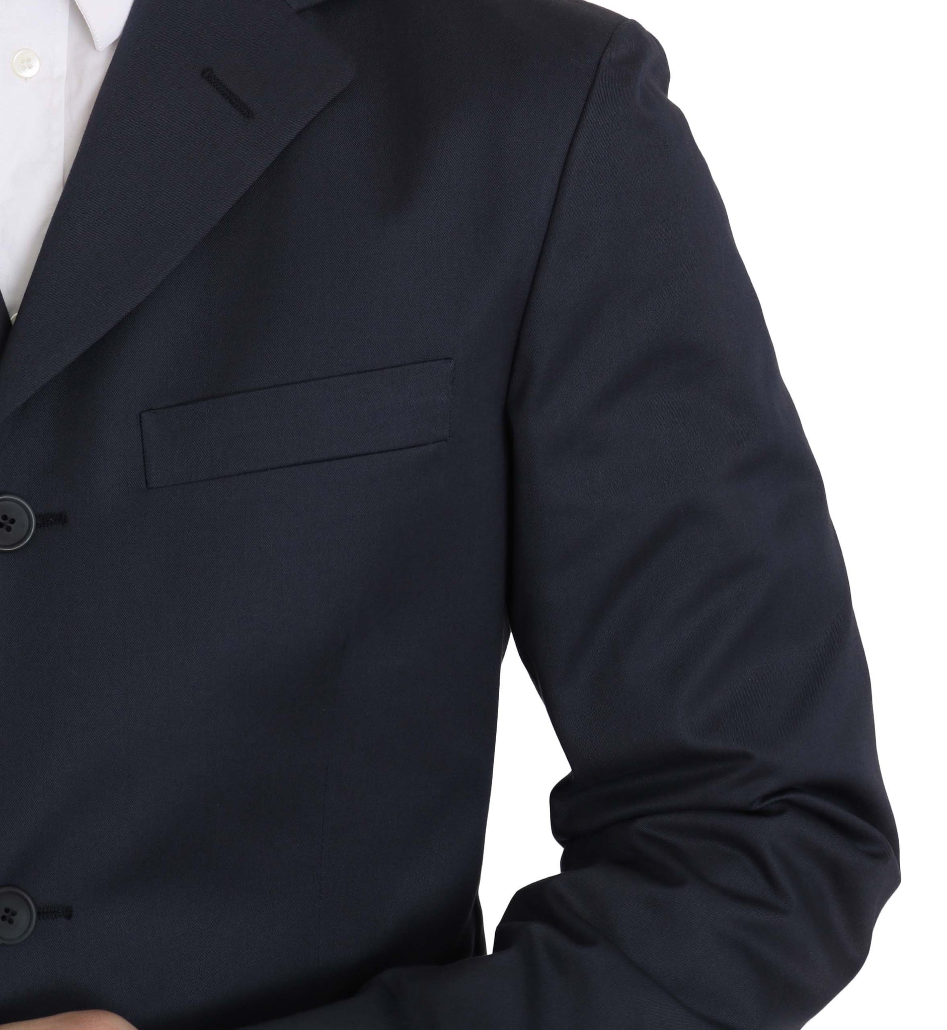 Two Piece 3 Button Cotton Blue Solid Suit