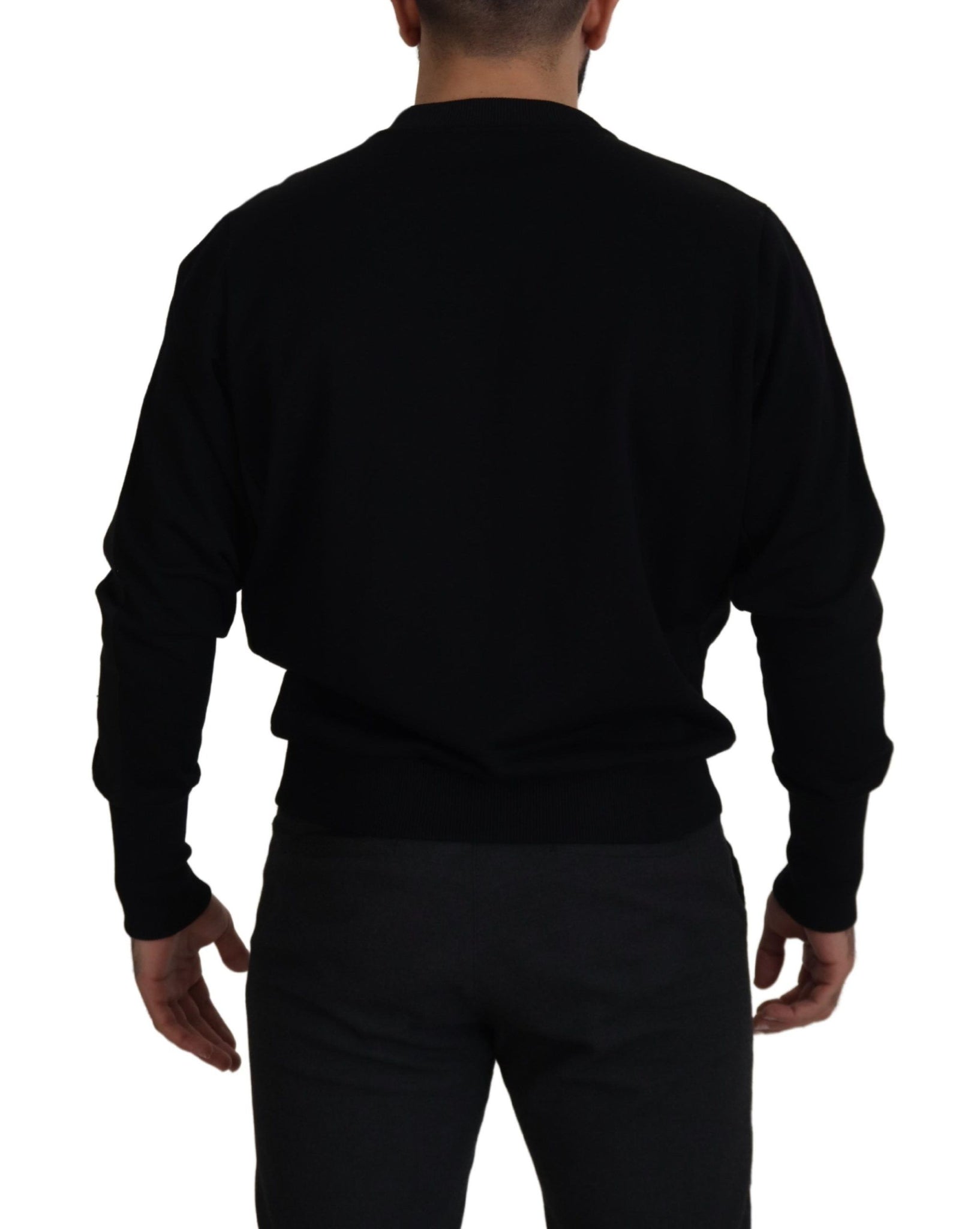 Black Cotton Crewneck Sweatshirt Sweater