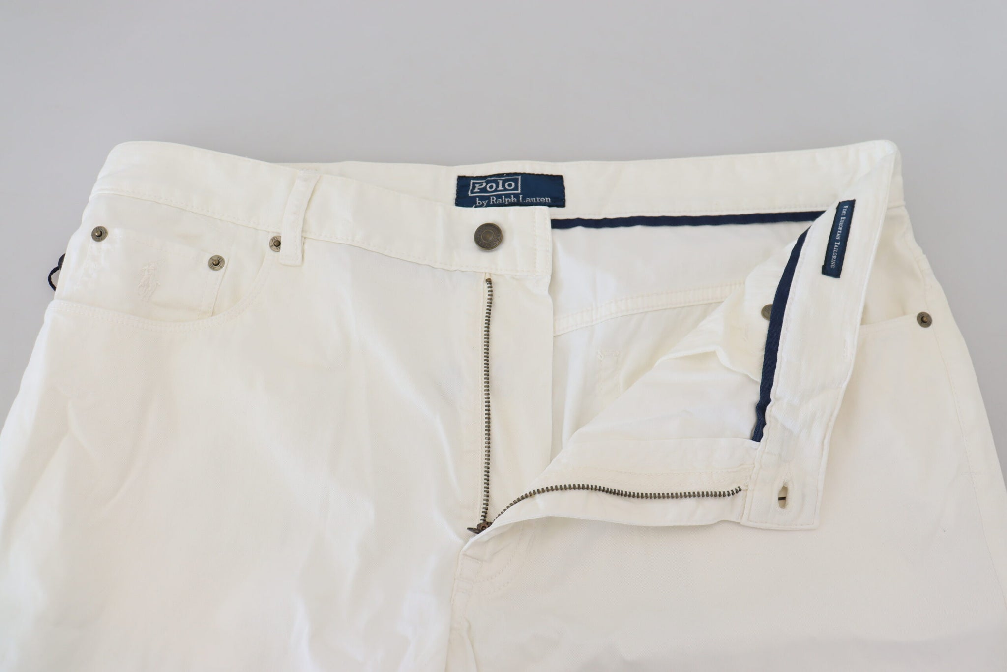 Ralph Lauren Ivory Cotton Straight Fit Men Denim Jeans