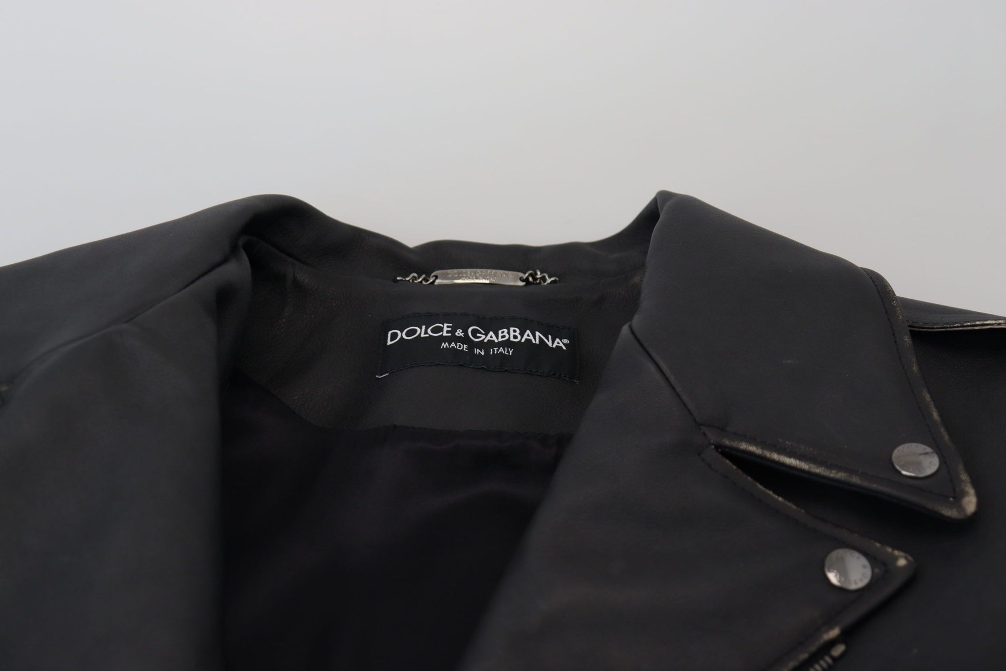 Black Leather Biker Coat Zipper Jacket