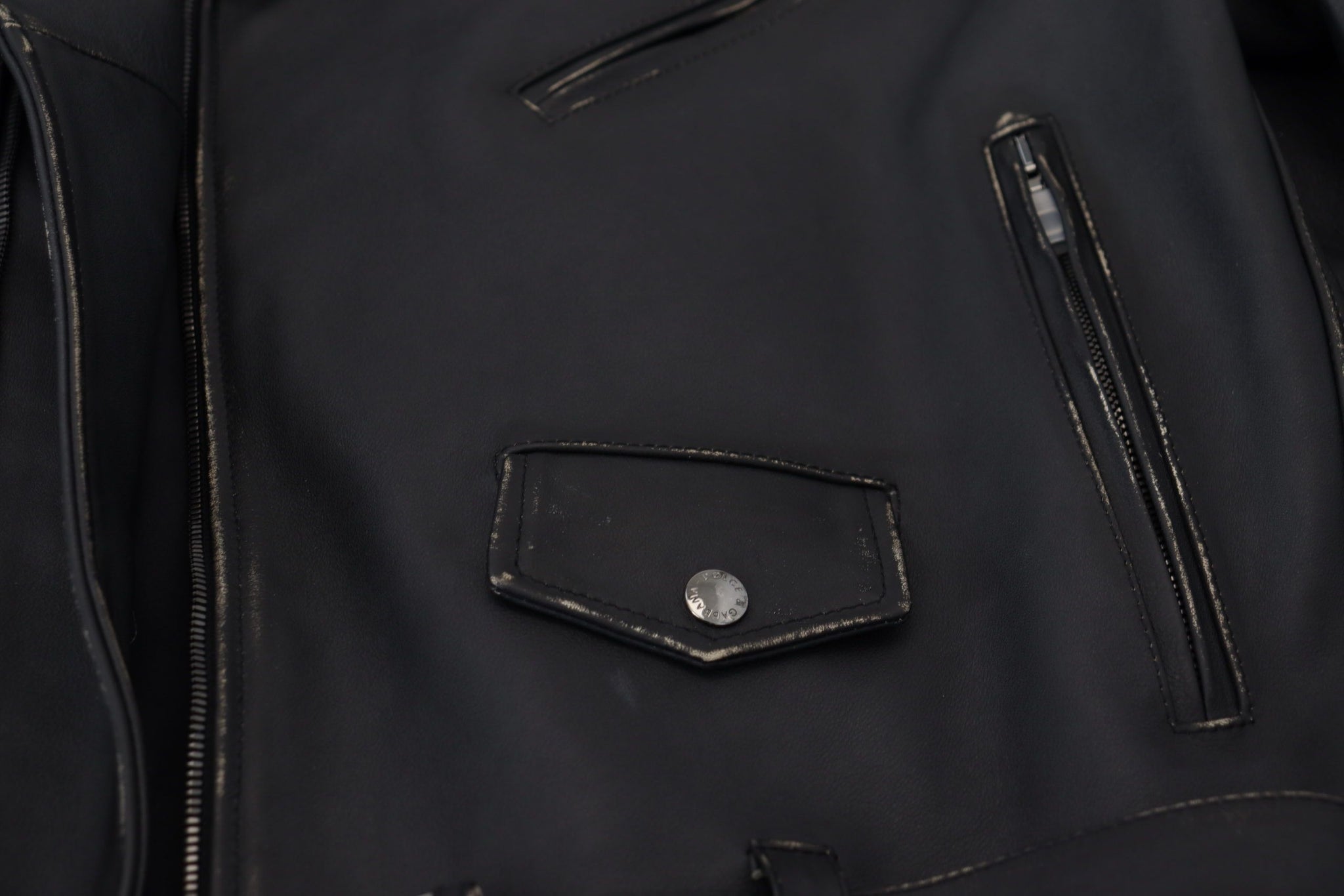 Black Leather Biker Coat Zipper Jacket