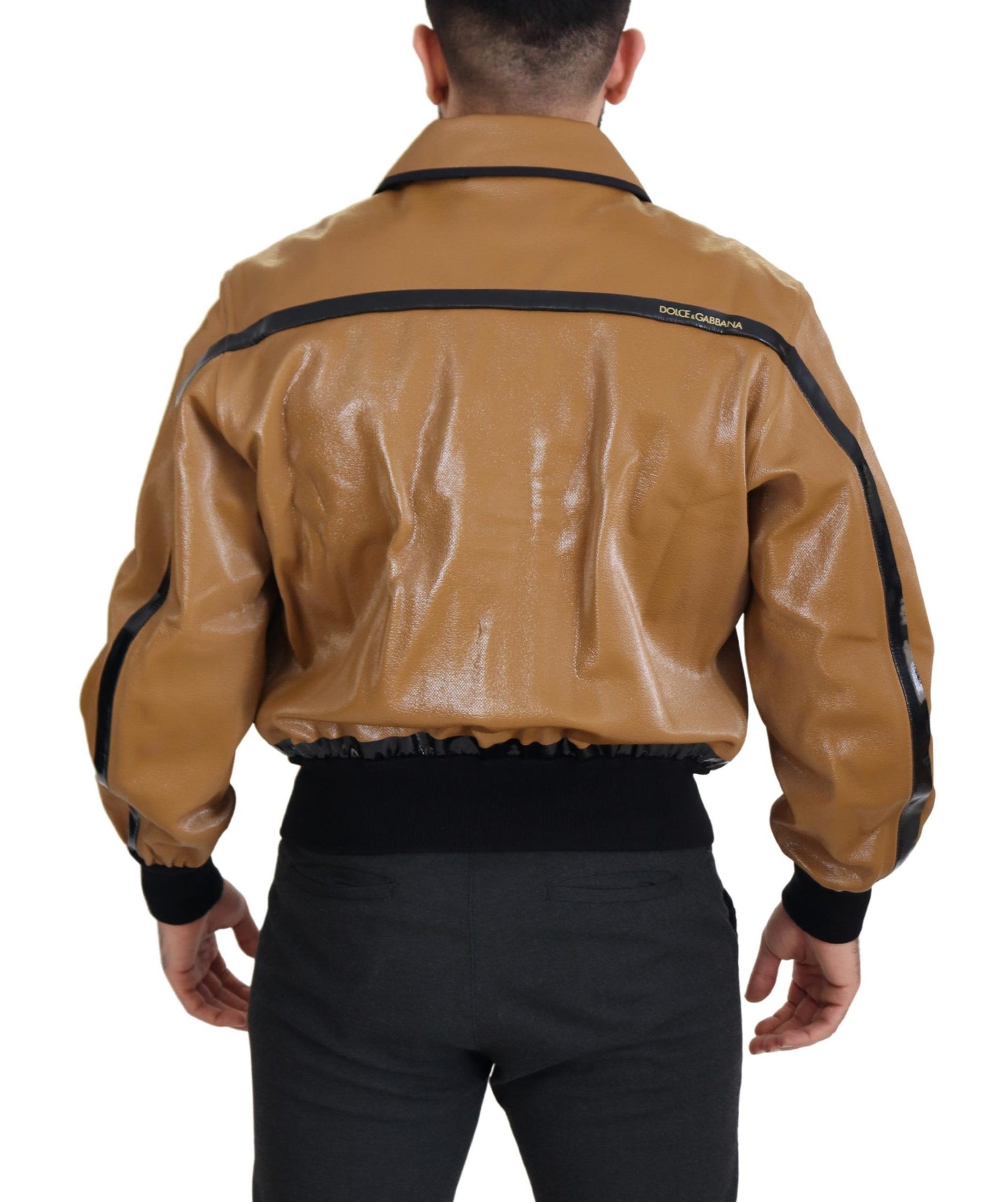 Dark Camel Cotton Full Zip Blouson Jacket