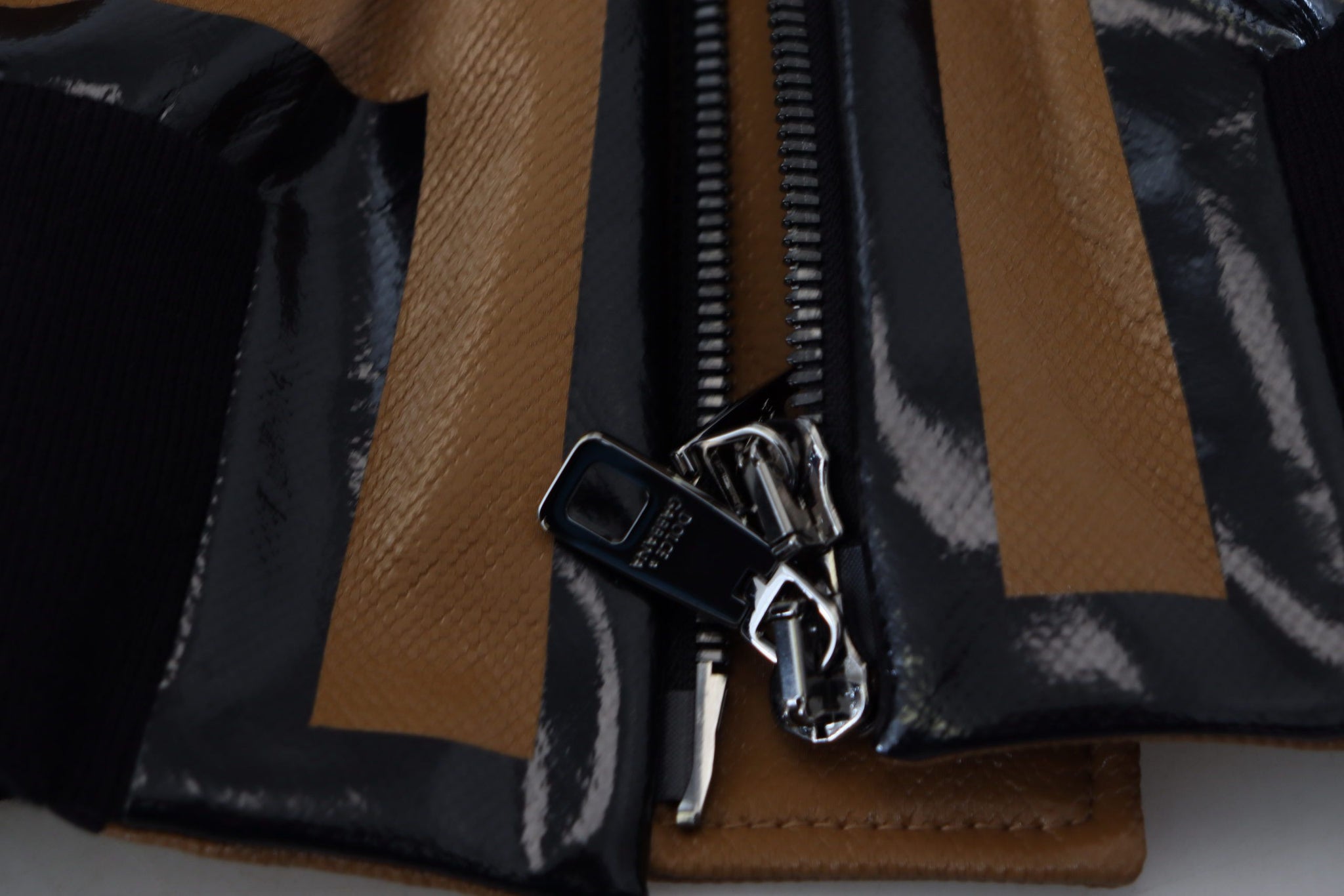 Dark Camel Cotton Full Zip Blouson Jacket