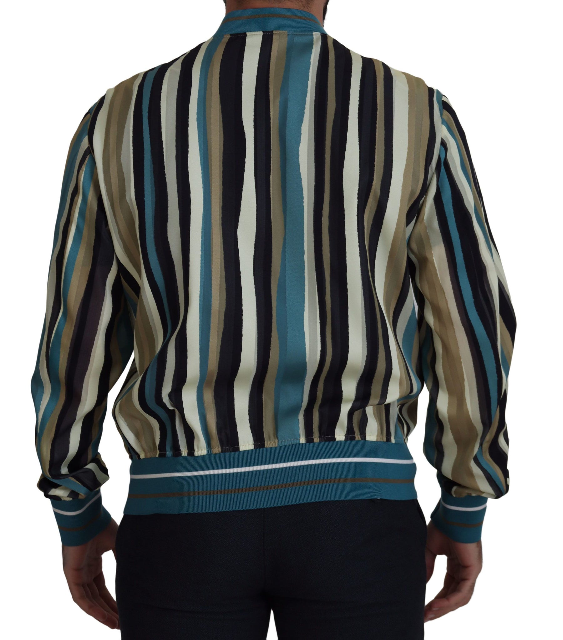 Multicolor Viscose Stripes Full Zip Jacket