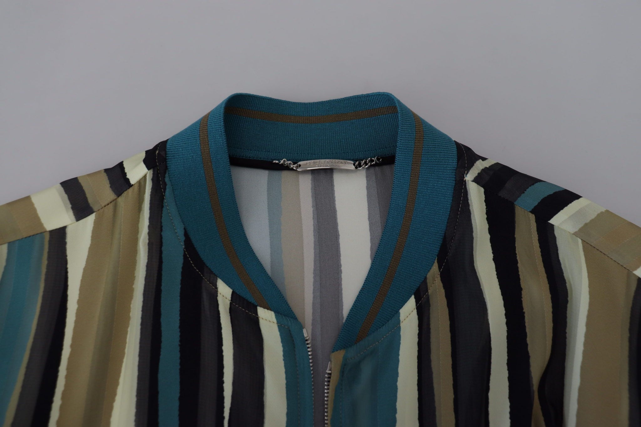 Multicolor Viscose Stripes Full Zip Jacket