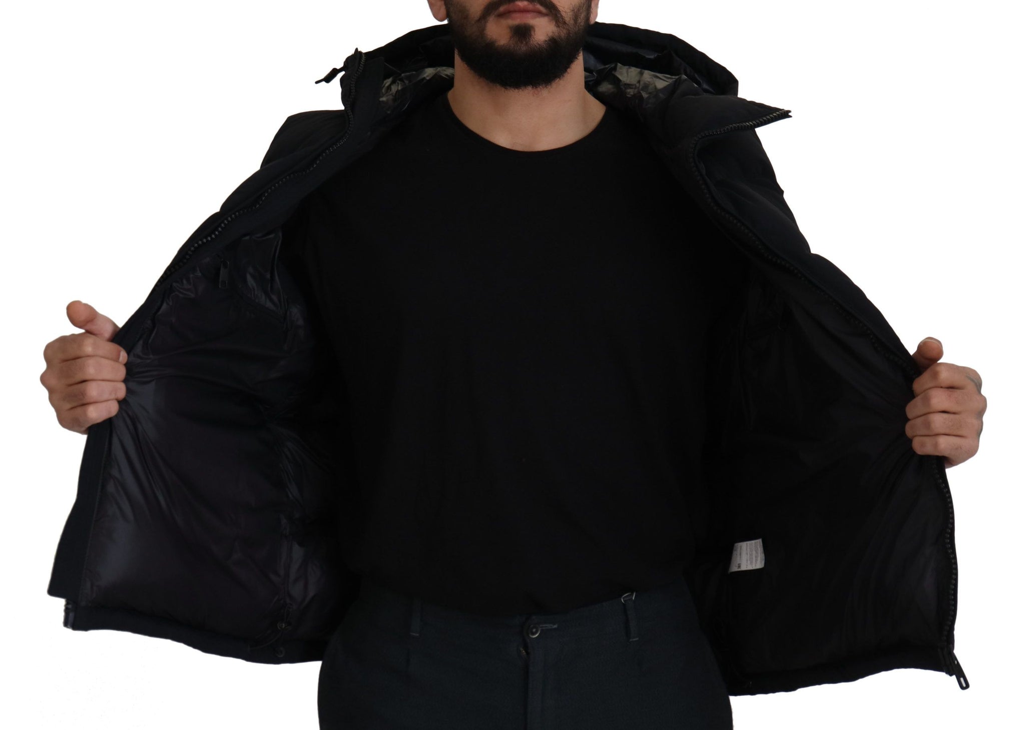 Black Polyester Hooded Short Sleeves Jacket