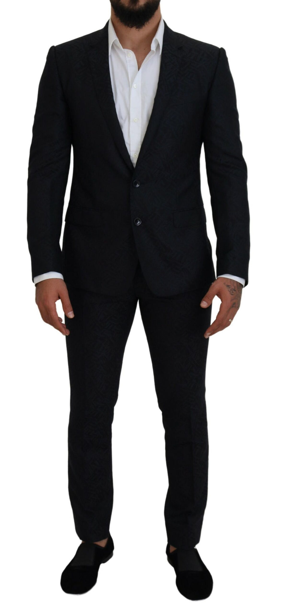 Blue Fantasy Silk Wool MARTINI Slim Fit Suit