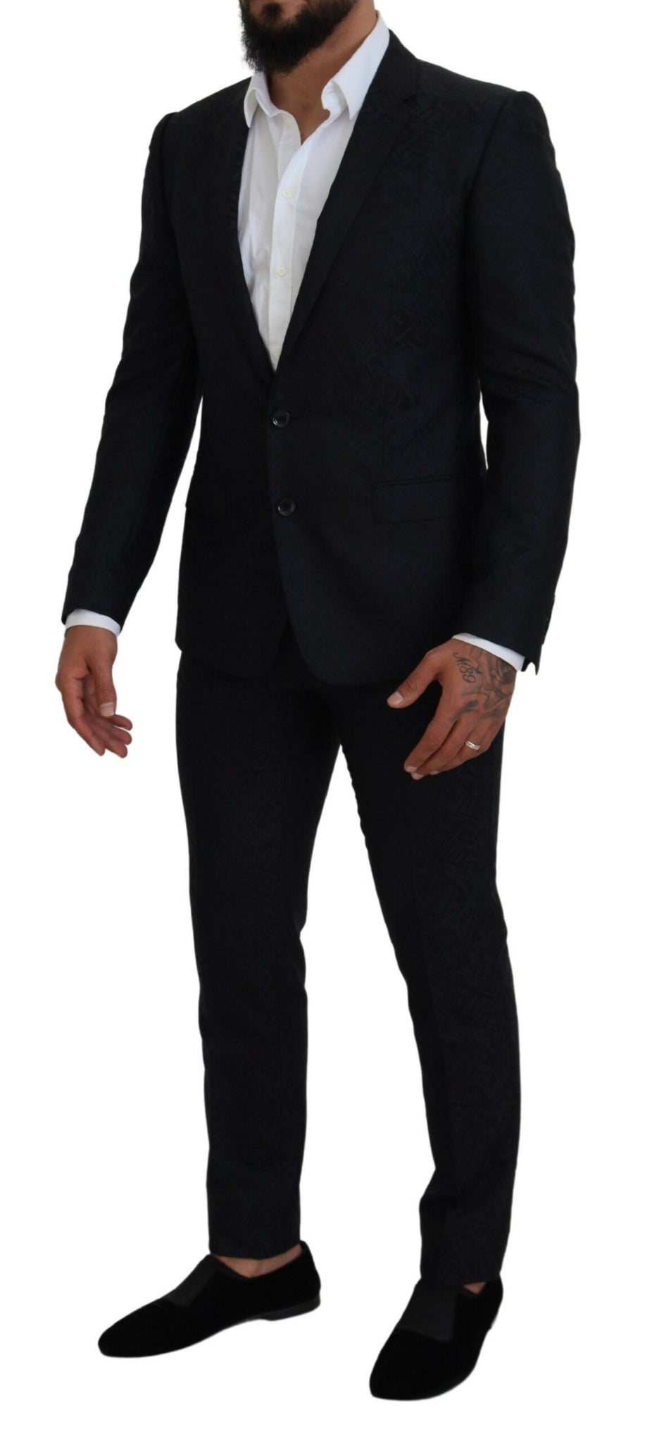 Blue Fantasy Silk Wool MARTINI Slim Fit Suit
