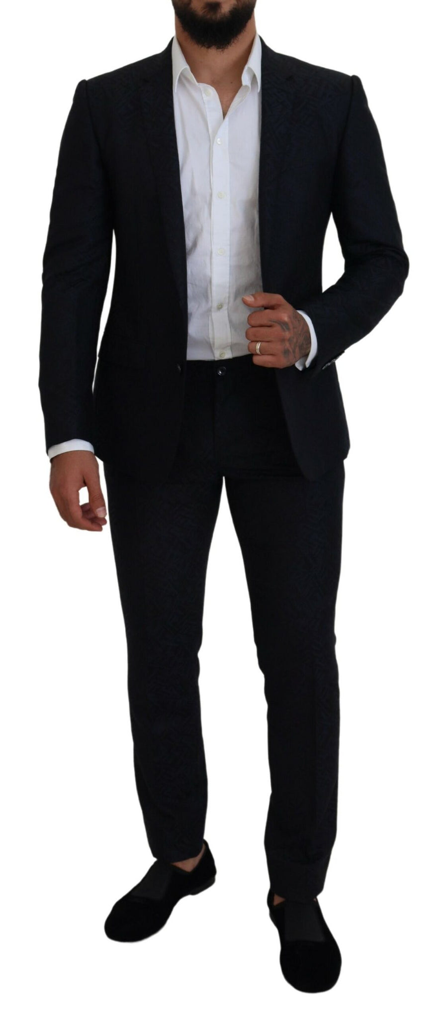 Blue Fantasy Silk Wool MARTINI Slim Fit Suit