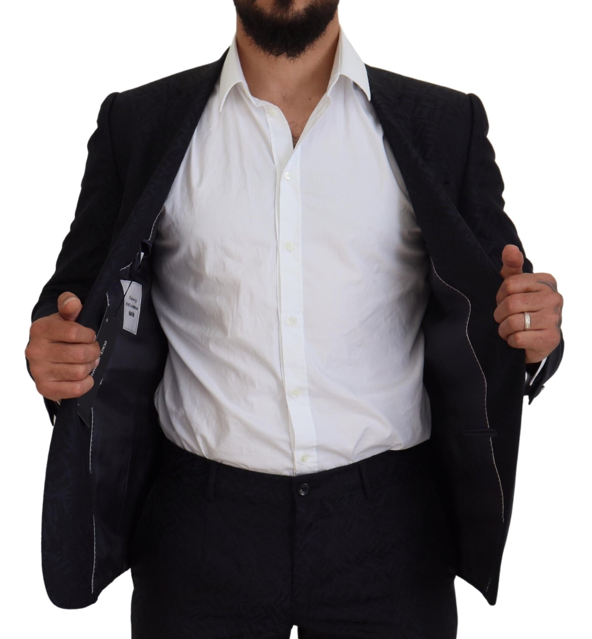 Blue Fantasy Silk Wool MARTINI Slim Fit Suit