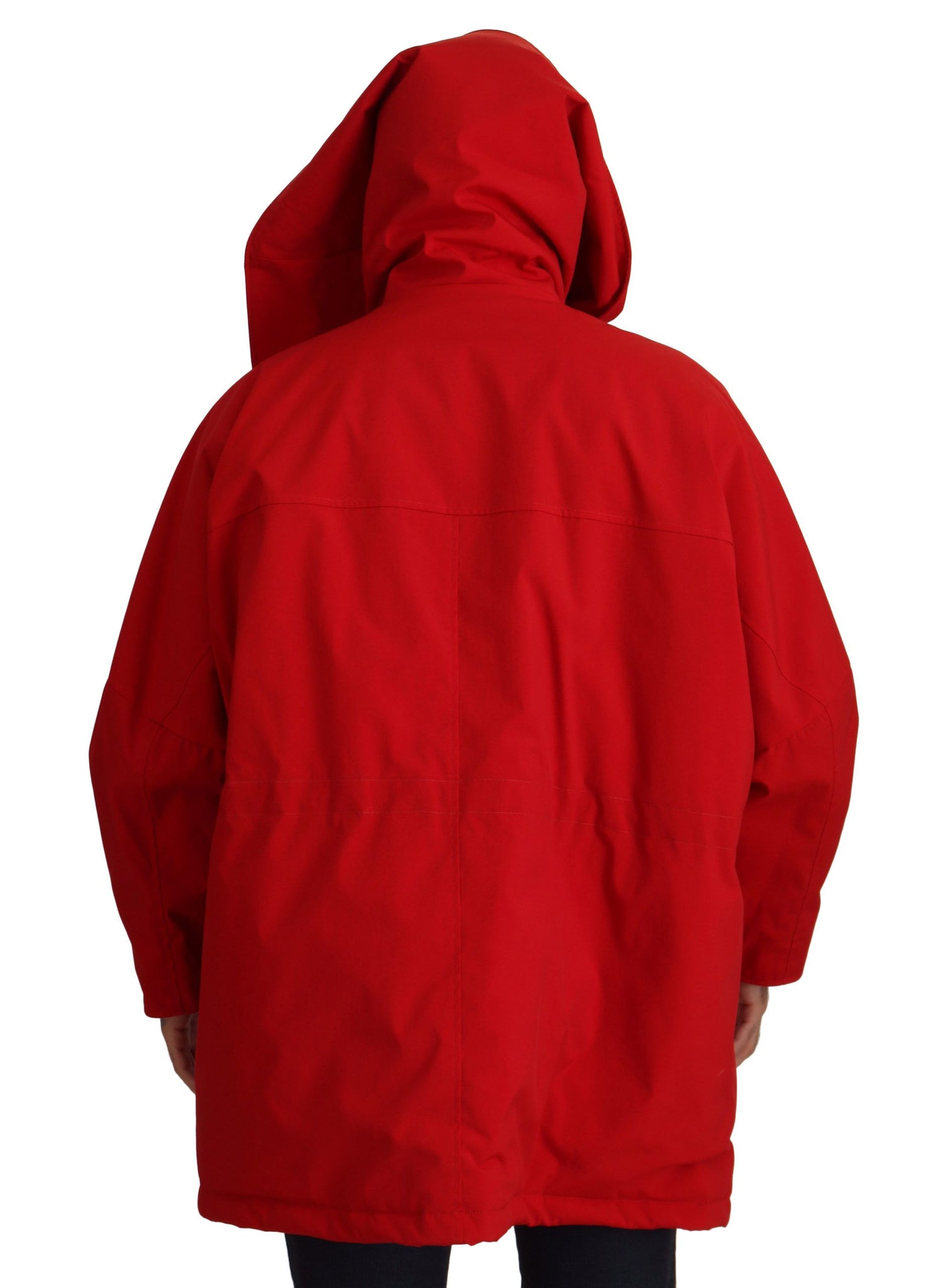 Red Polyester Full Zip Windbreaker Jacket