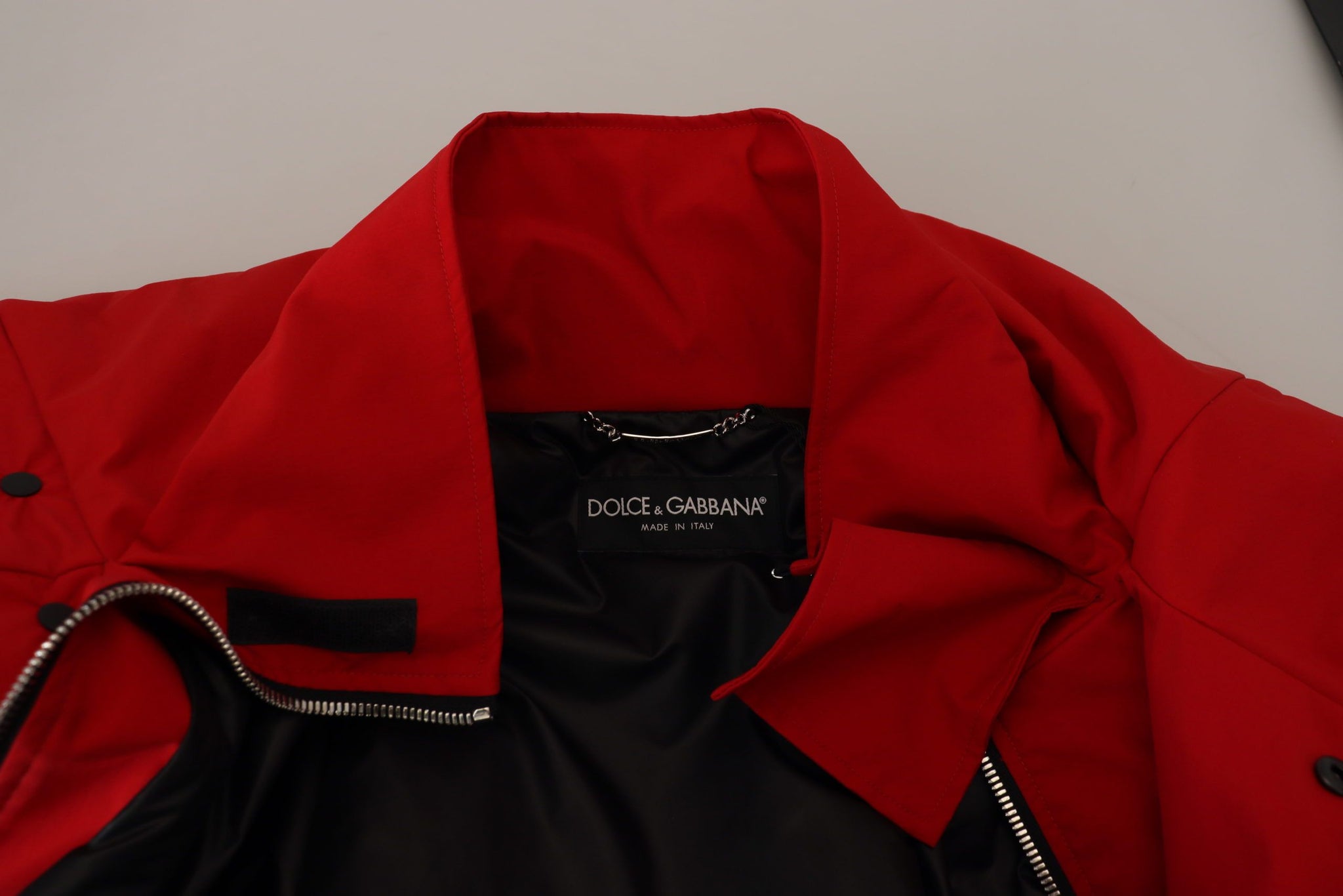 Red Polyester Full Zip Windbreaker Jacket