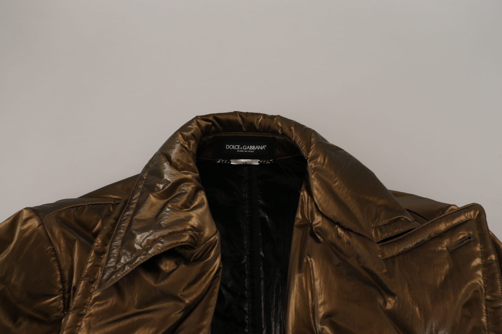 Bronze Nylon Collar Double Breasted Jacket