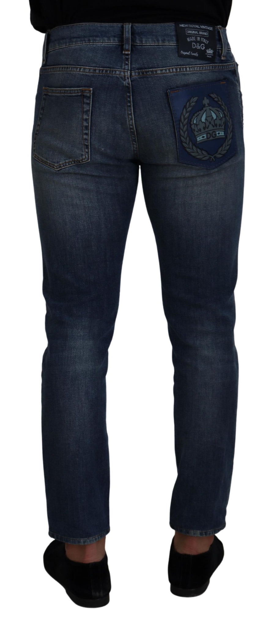 Blue Washed Cotton Low Waist Denim Jeans