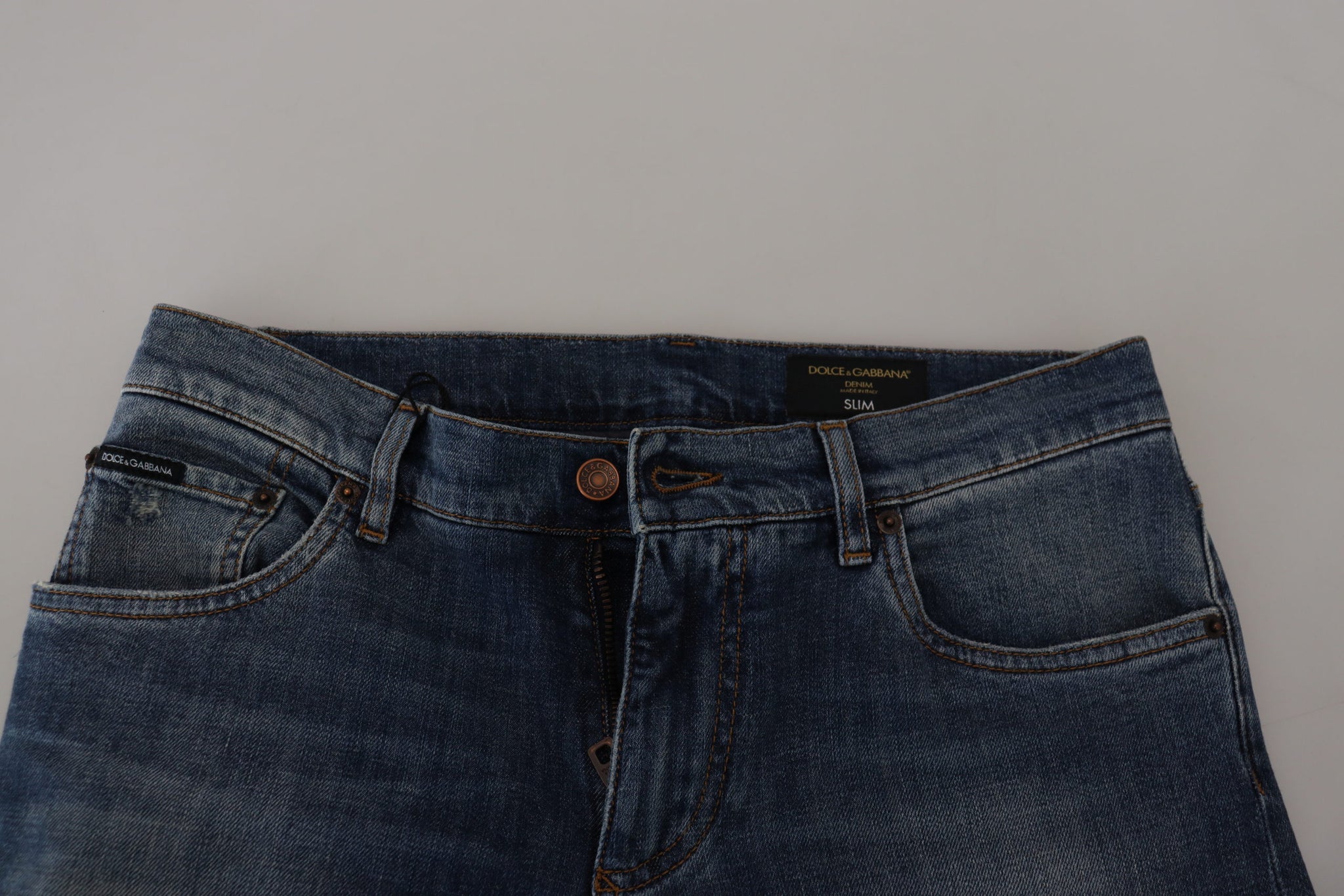 Blue Washed Cotton Low Waist Denim Jeans