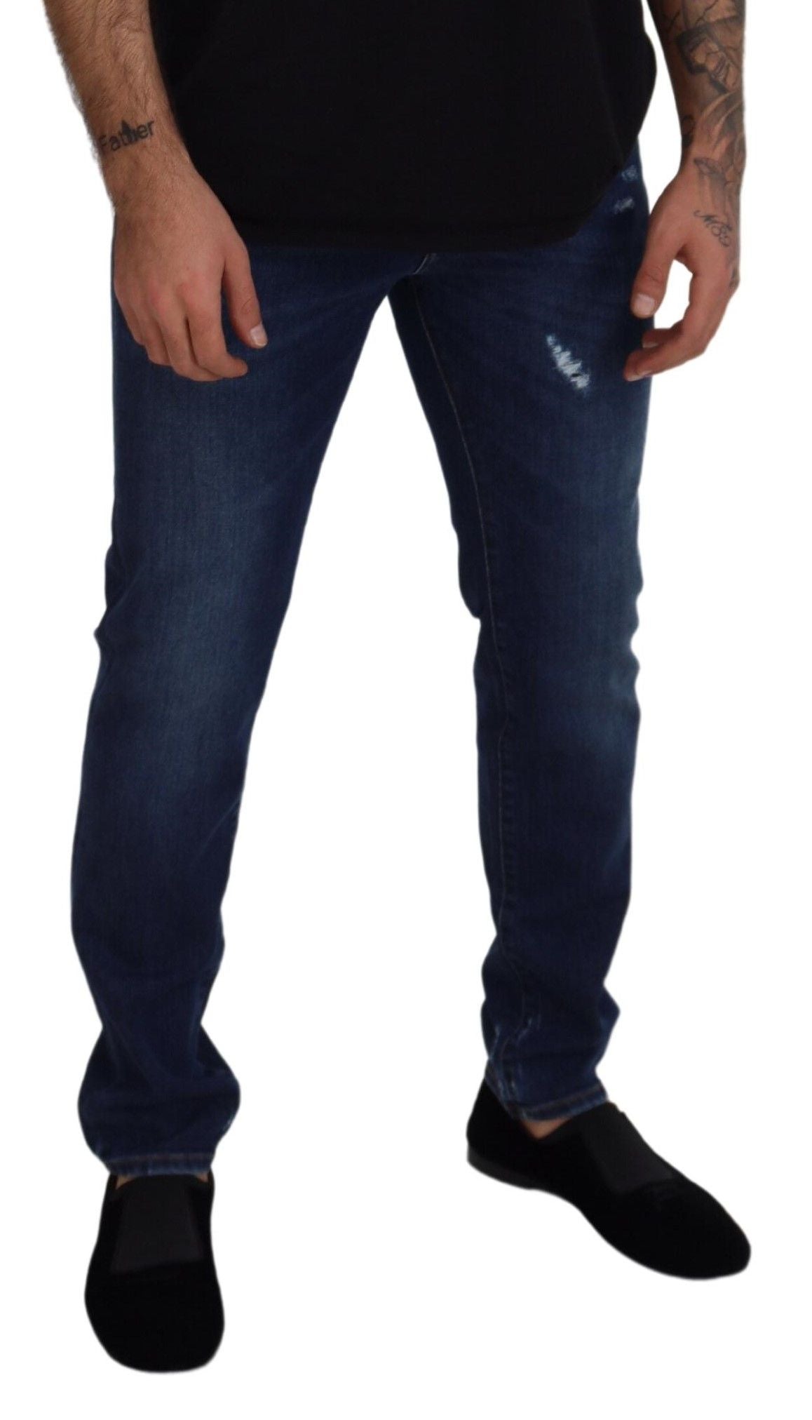 Blue Wash Cotton Stretch Slim Denim Jeans